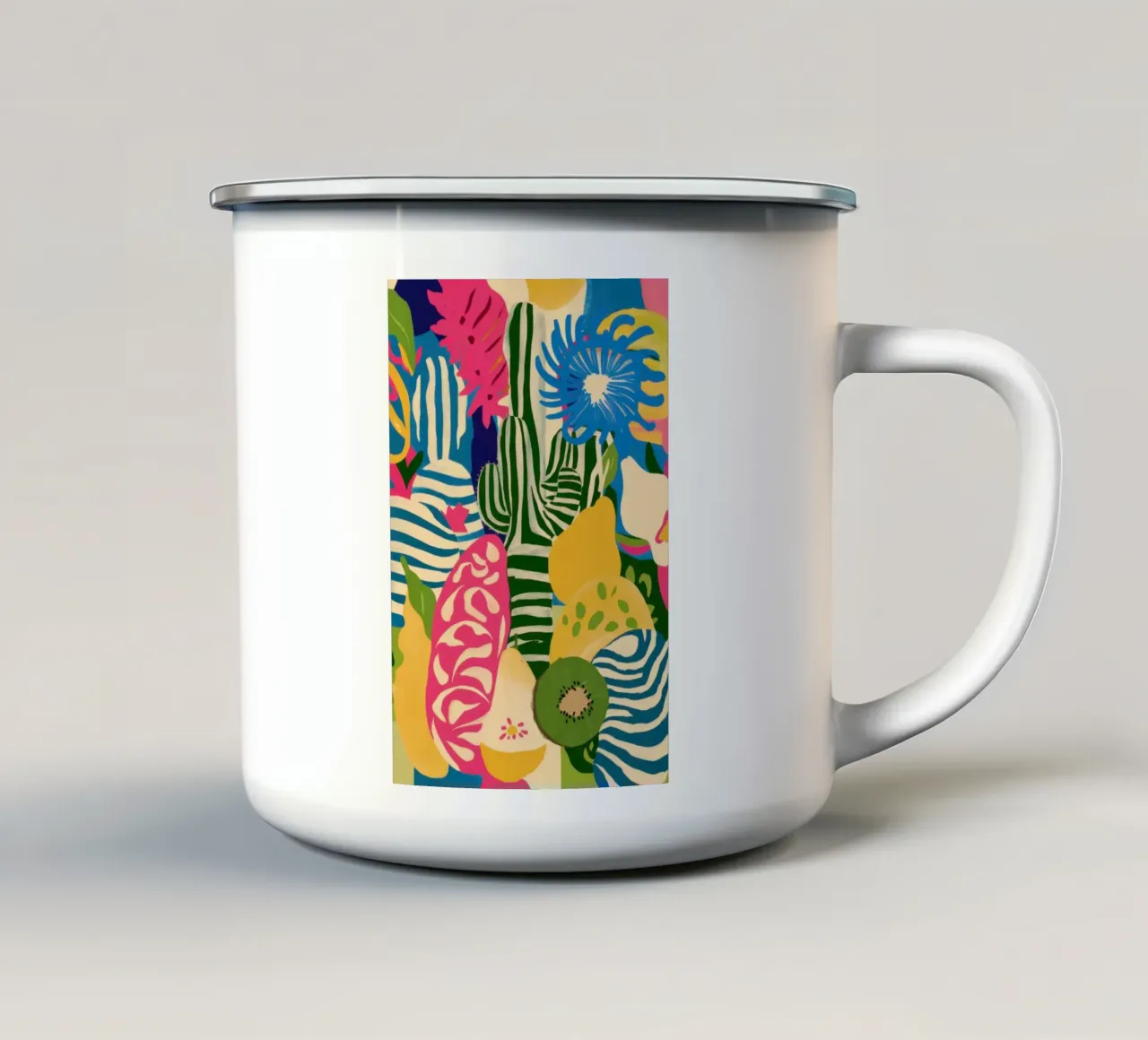 Kiwi Jungle Pattern Emaille Tasse von Thistle Bloom