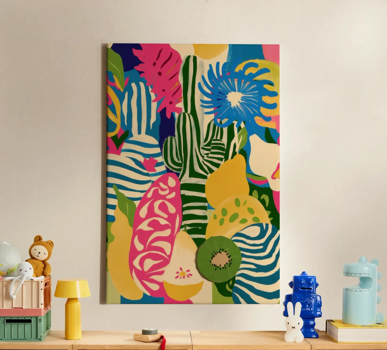 Kiwi Jungle Pattern Leinwand mit Schattenfugenrahmen von Thistle Bloom