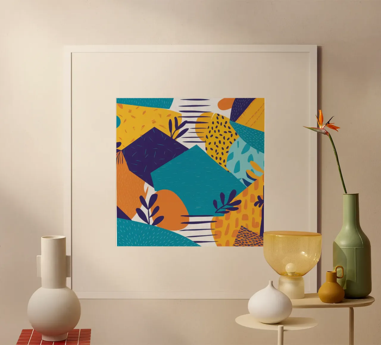 Mosaico azzurro di collina poster da Trace Brush
