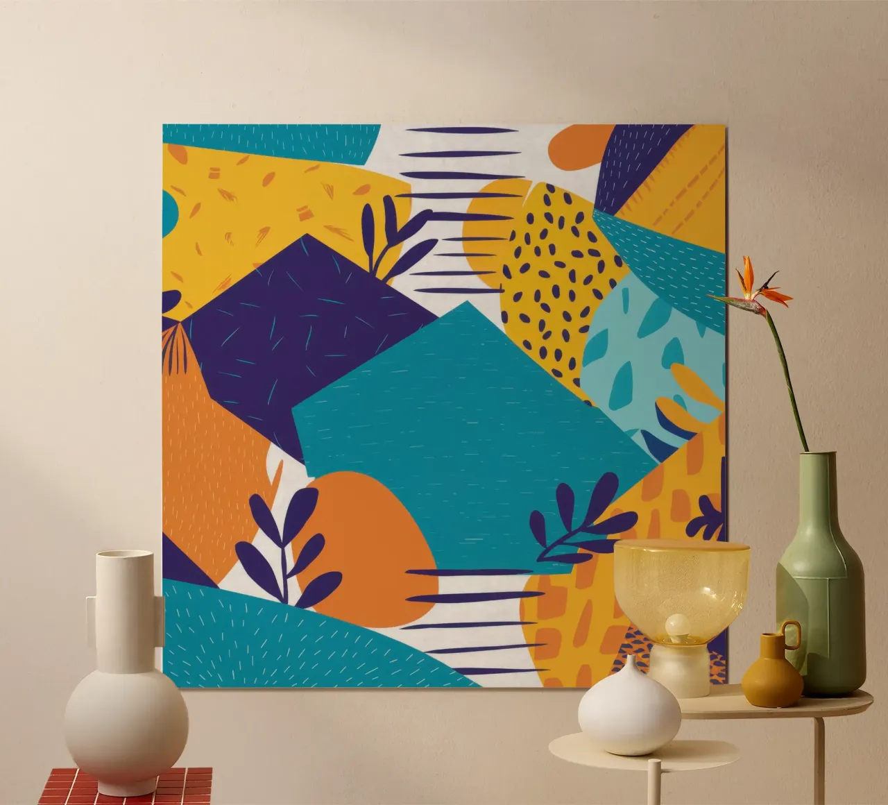 Mosaico azzurro di collina poster da Trace Brush