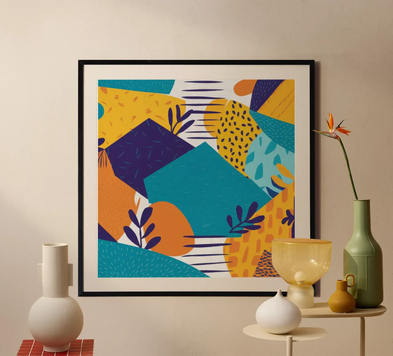 Mosaico azzurro di collina poster da Trace Brush