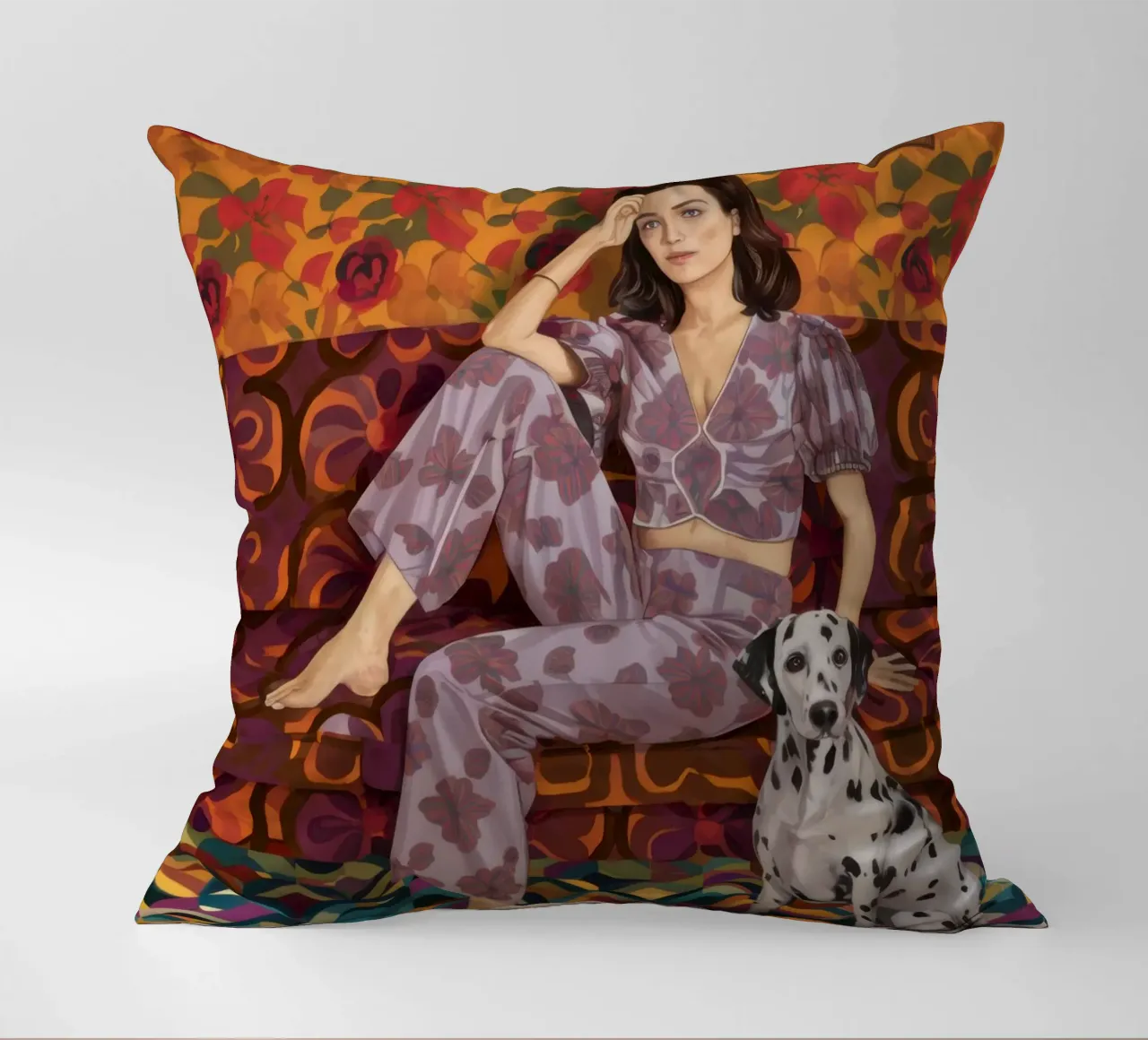 Donna con dalmata cuscino da Selene Shade