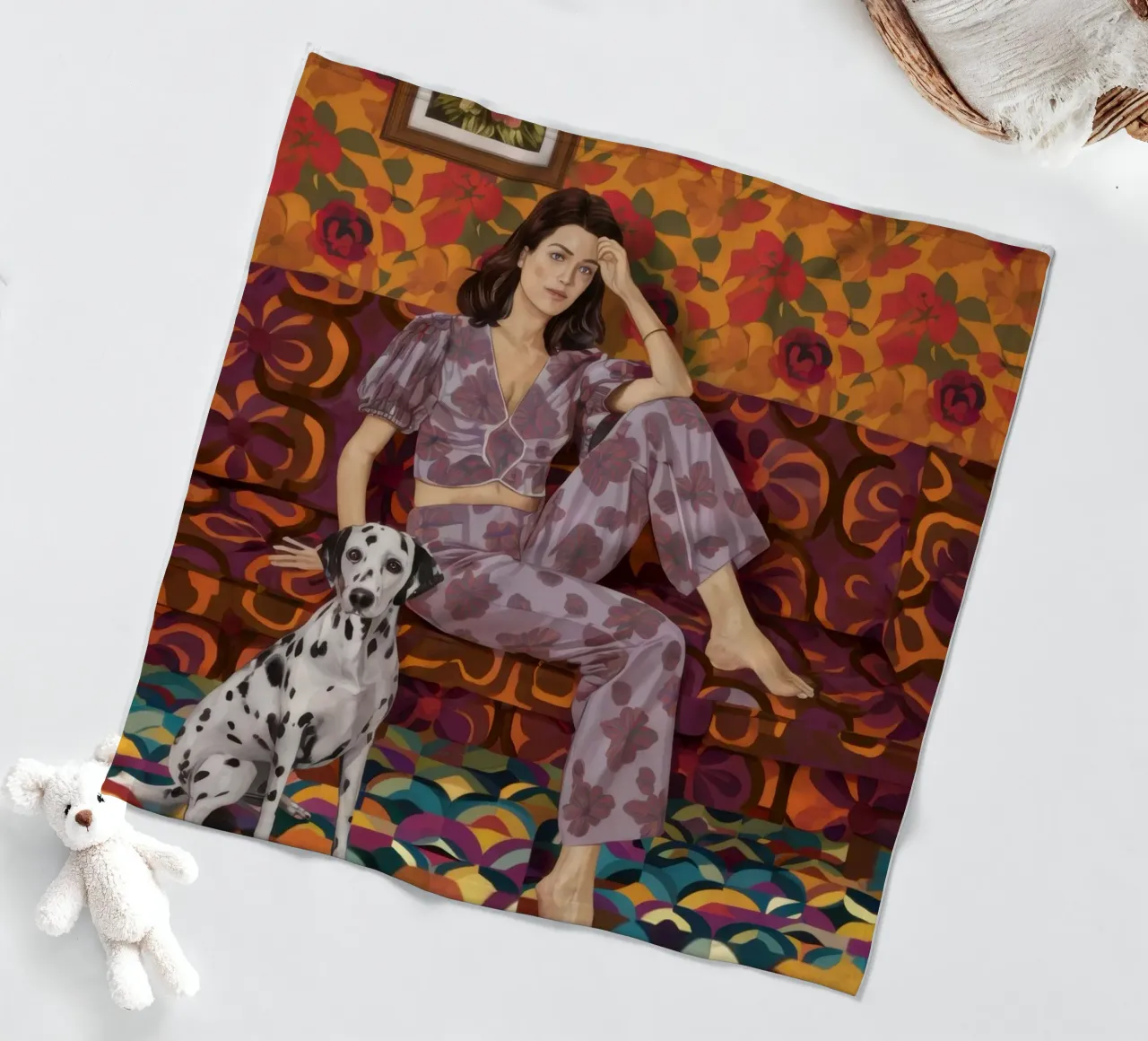 Donna con dalmata coperta in pile da Selene Shade