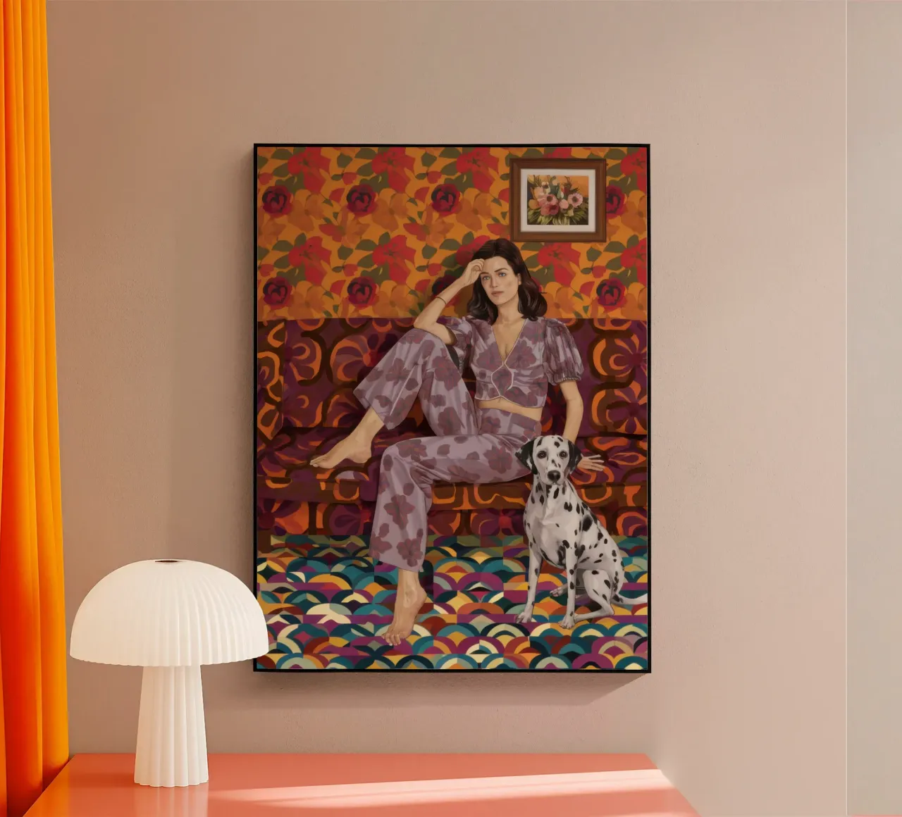 Donna con dalmata plexiglass da Selene Shade