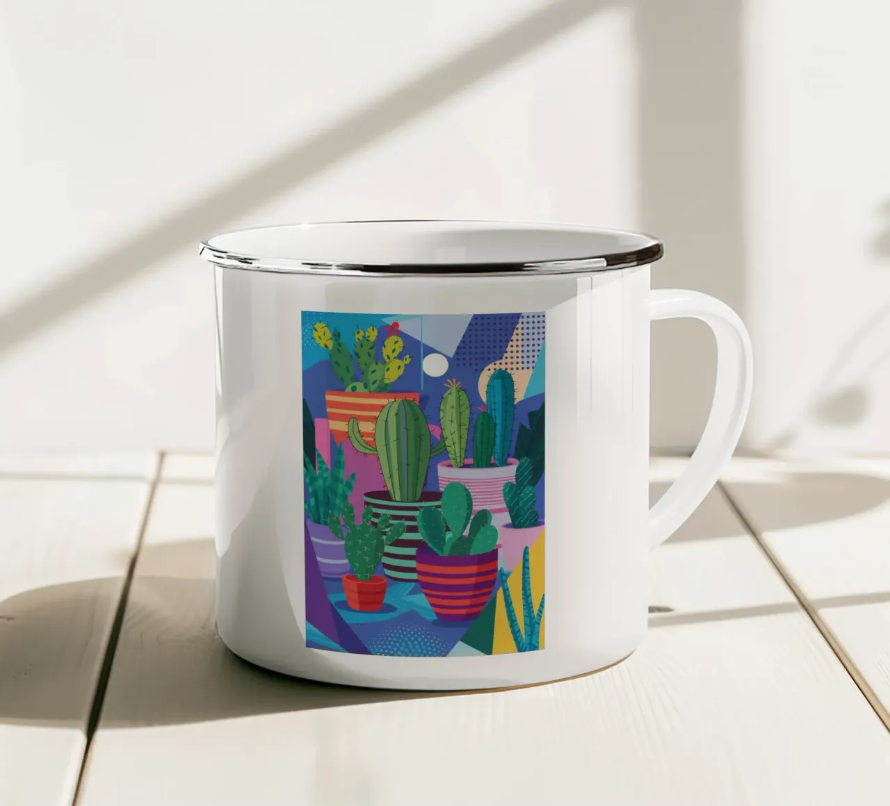 Collezione di cactus colorati tazza in smalto da Luna Aura