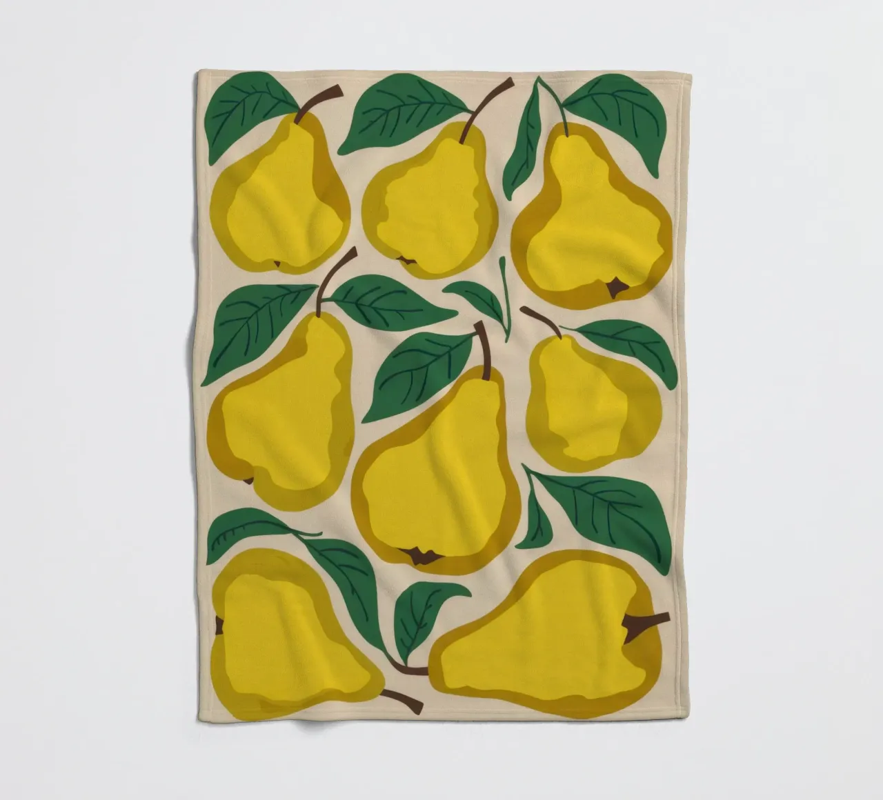 Yellow Pear Pattern fleece blanket by Mark Solaria