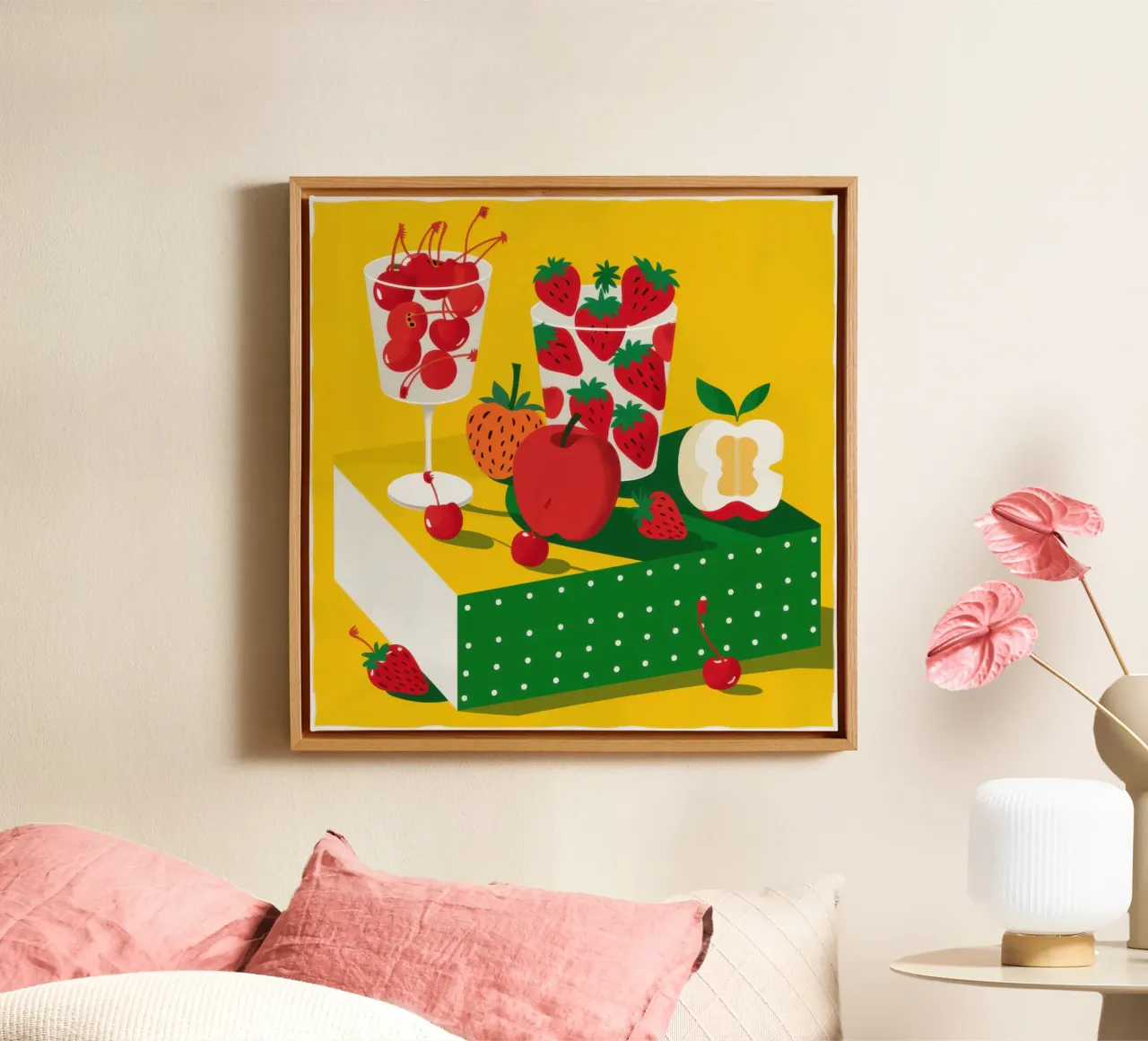 Zomer Bessen Overvloed canvas met Baklijst van Trace Brush