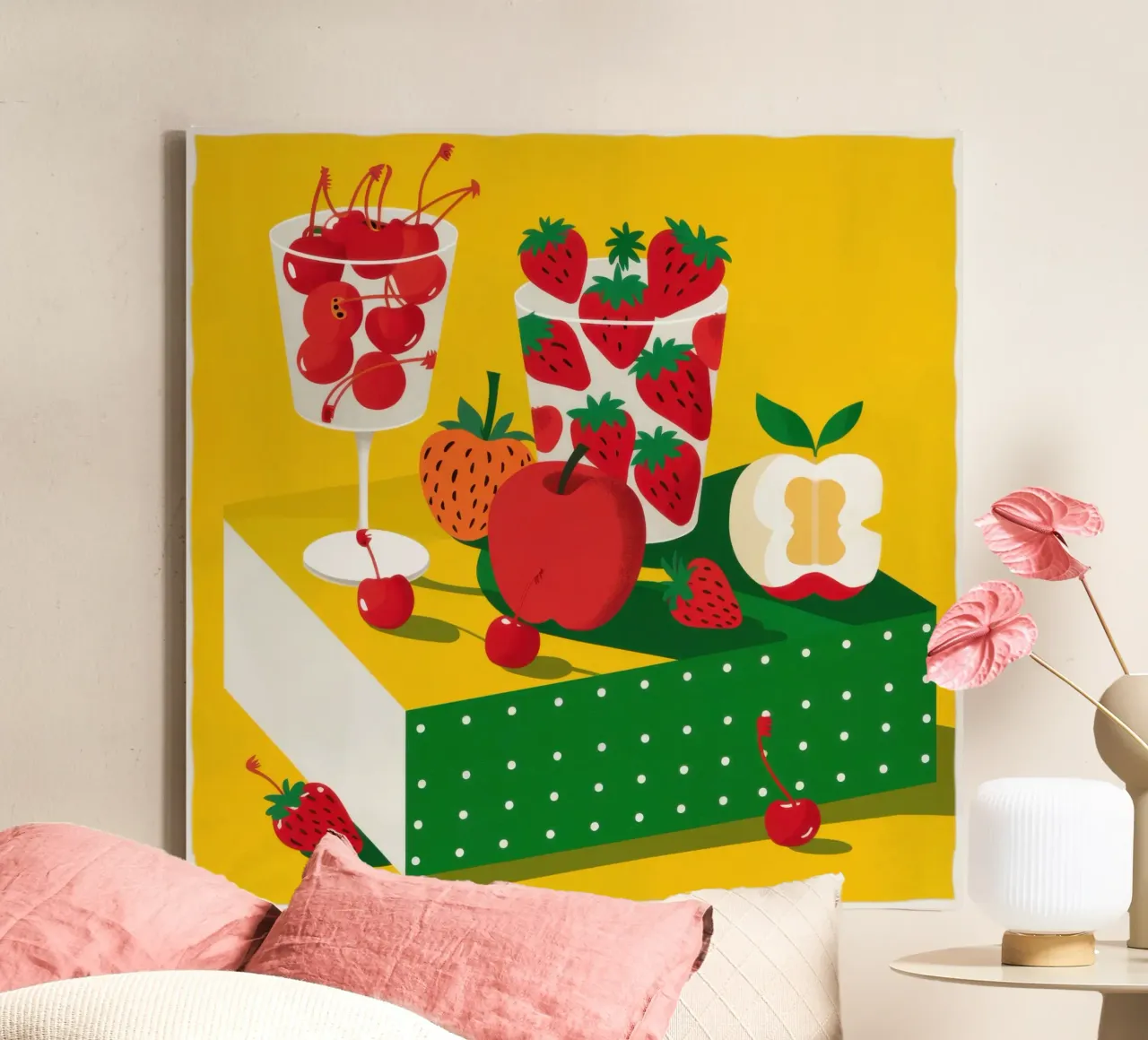 Zomer Bessen Overvloed canvas met Baklijst van Trace Brush