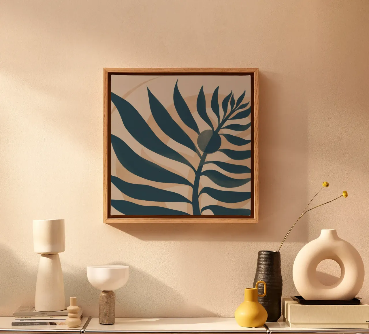 Foglia di palma in grassetto tela con Cornice a cassetta da Irish Strokes