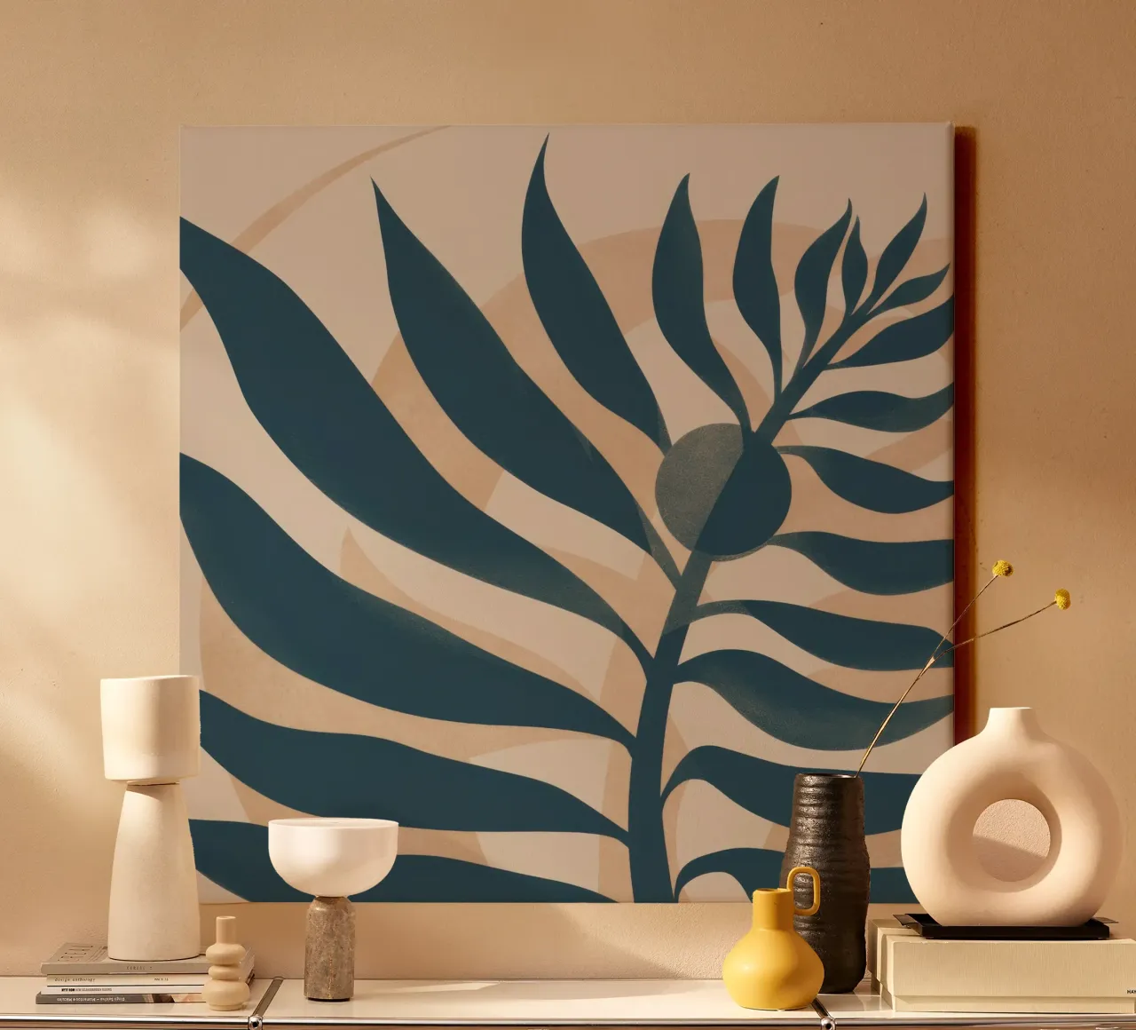 Foglia di palma in grassetto tela con Cornice a cassetta da Irish Strokes