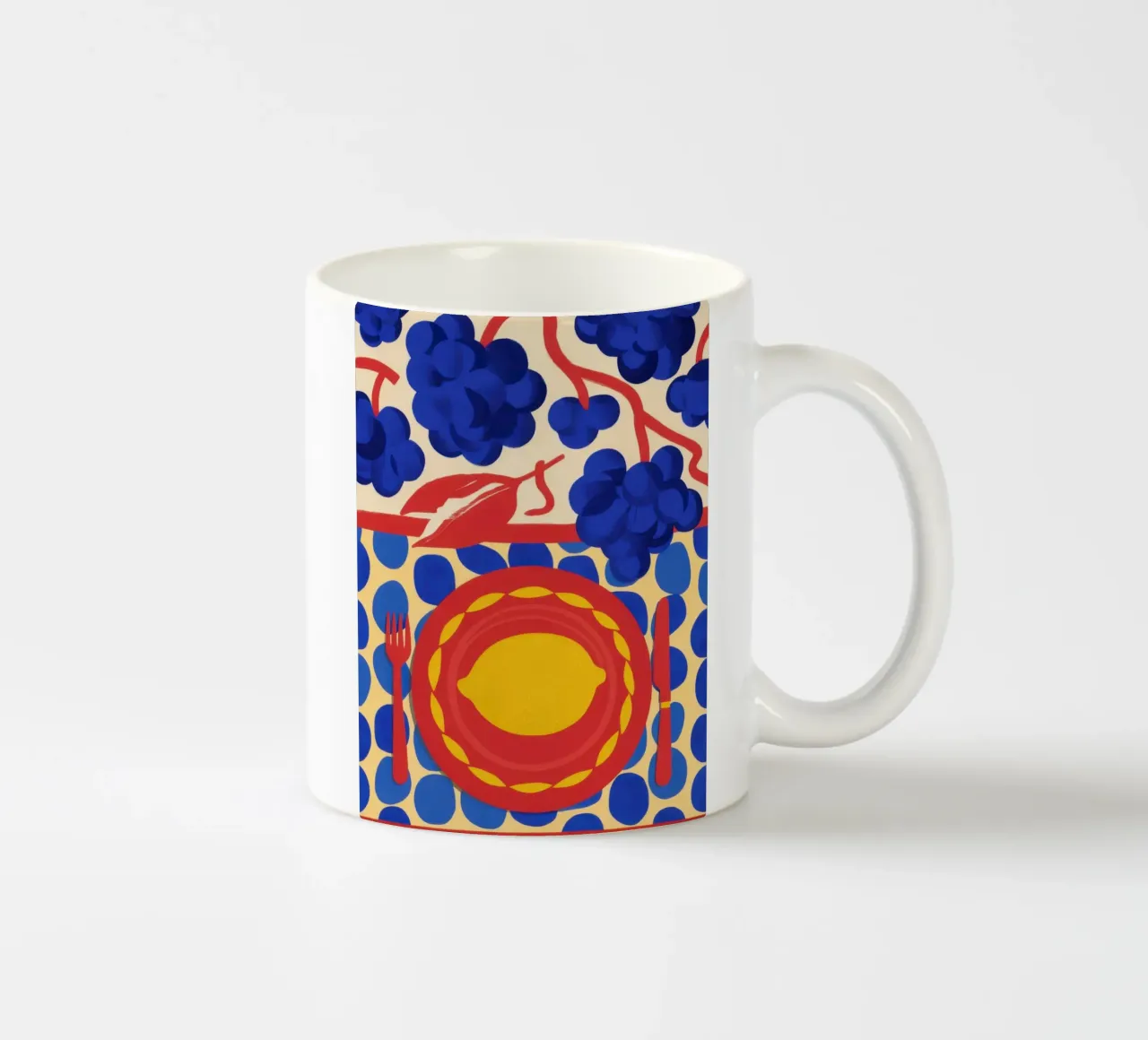 Lemon Sun Pattern ceramic mug by Selene Shade