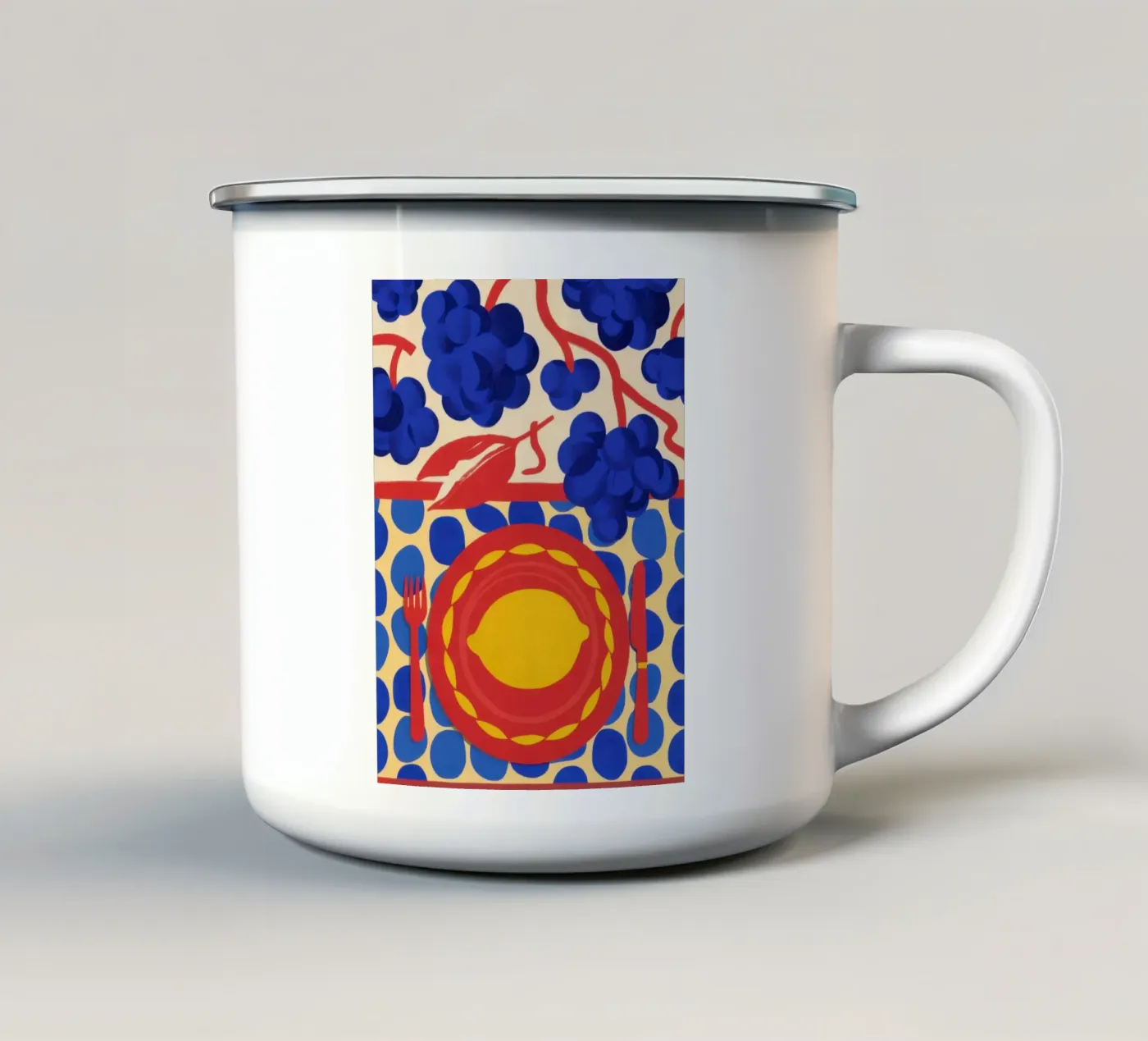 Lemon Sun Pattern enamel mug by Selene Shade