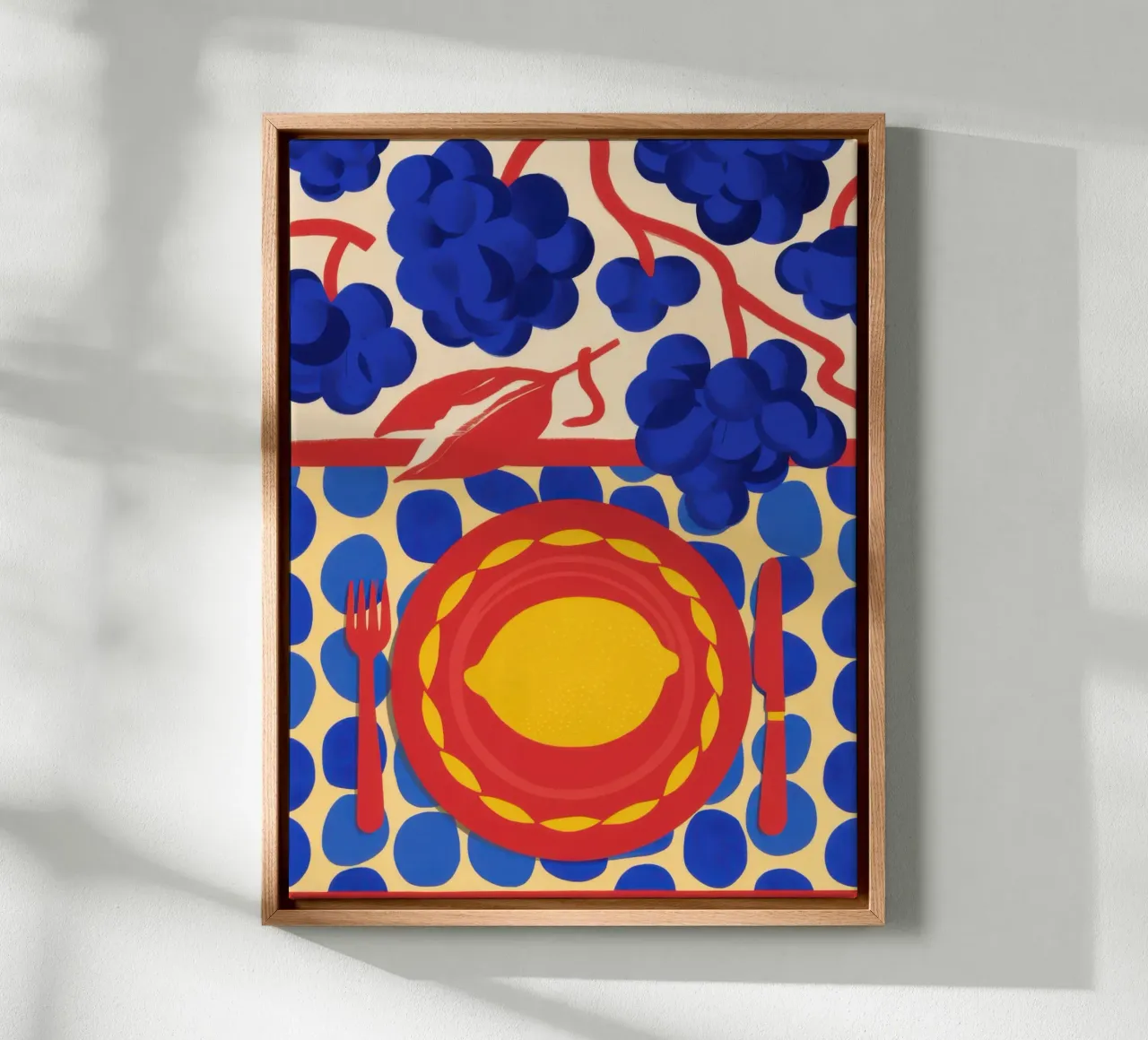 Zitrone-Sonne-Muster Leinwand mit Schattenfugenrahmen von Selene Shade