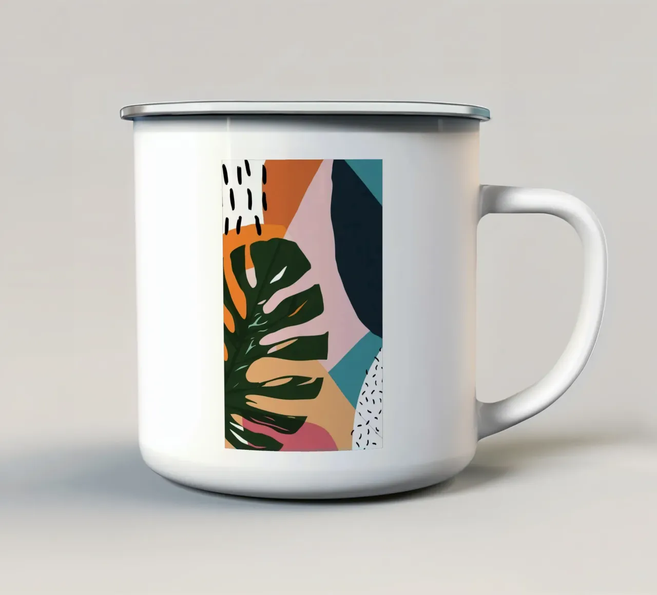 Sagoma di Monstera di mezzanotte tazza in smalto da Trace Brush