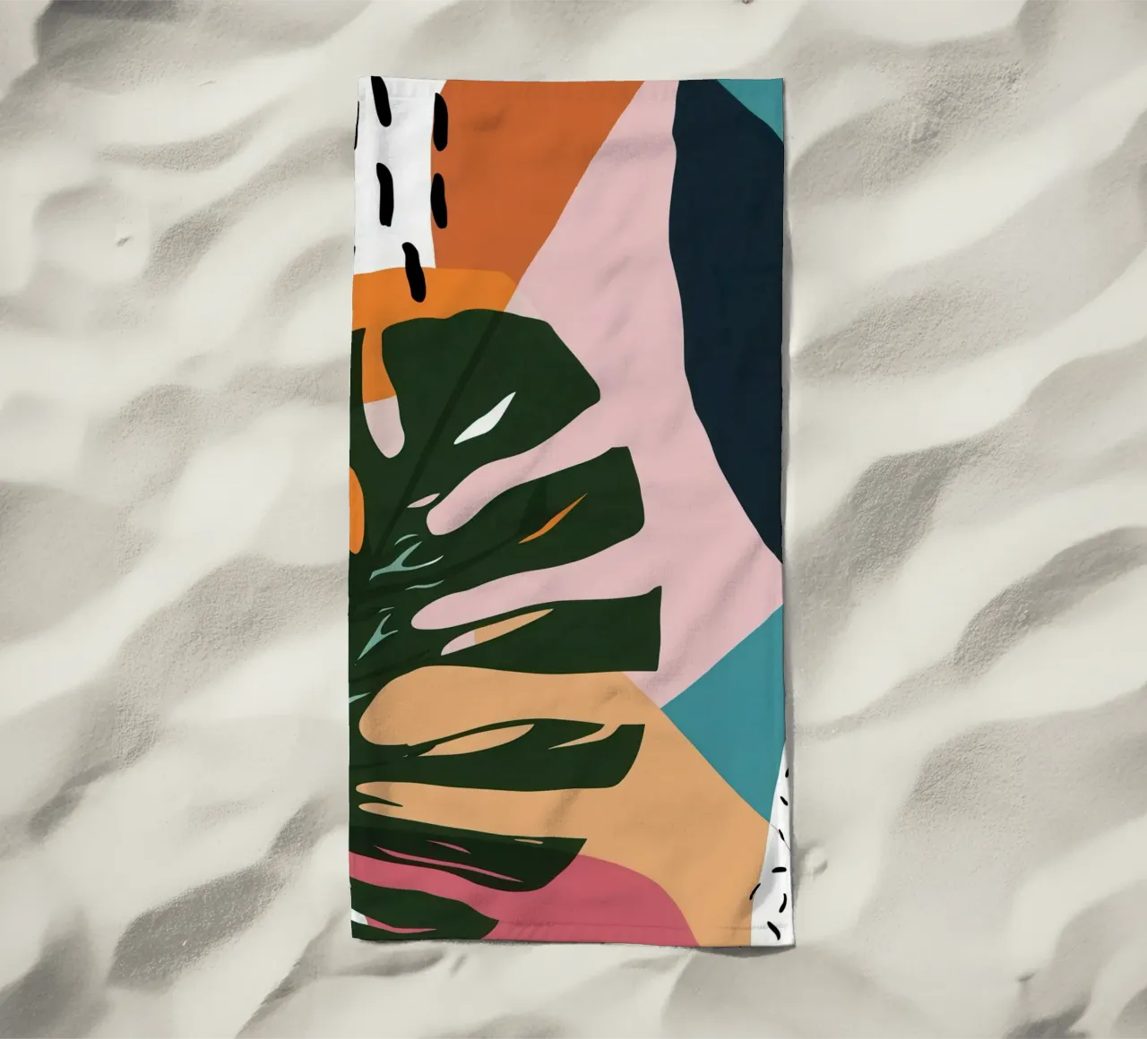 Sagoma di Monstera di mezzanotte telo mare da Trace Brush