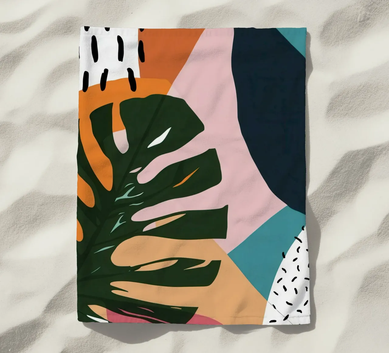 Sagoma di Monstera di mezzanotte telo mare da Trace Brush