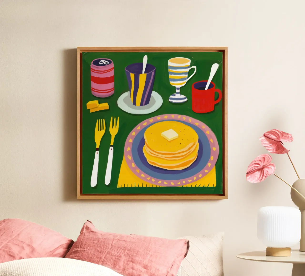 Delizia per la colazione a base di pancake tela con Cornice a cassetta da Irish Strokes