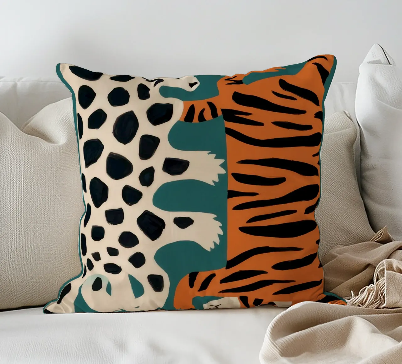 Fusione leopardo tigrato cuscino da Selene Shade