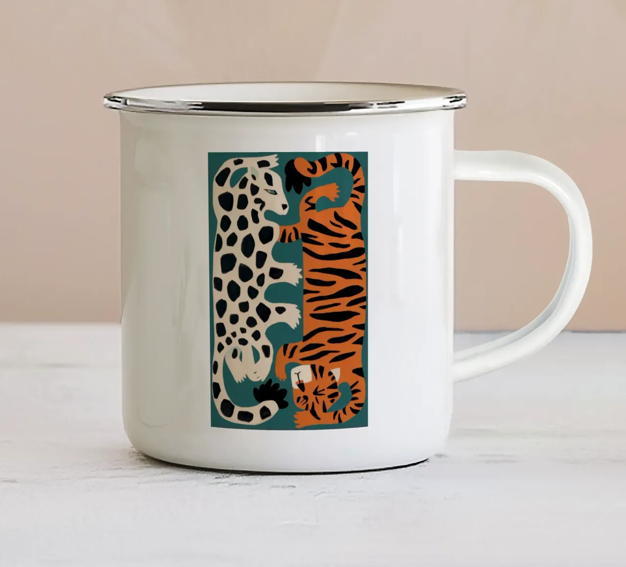 Fusione leopardo tigrato tazza in smalto da Selene Shade