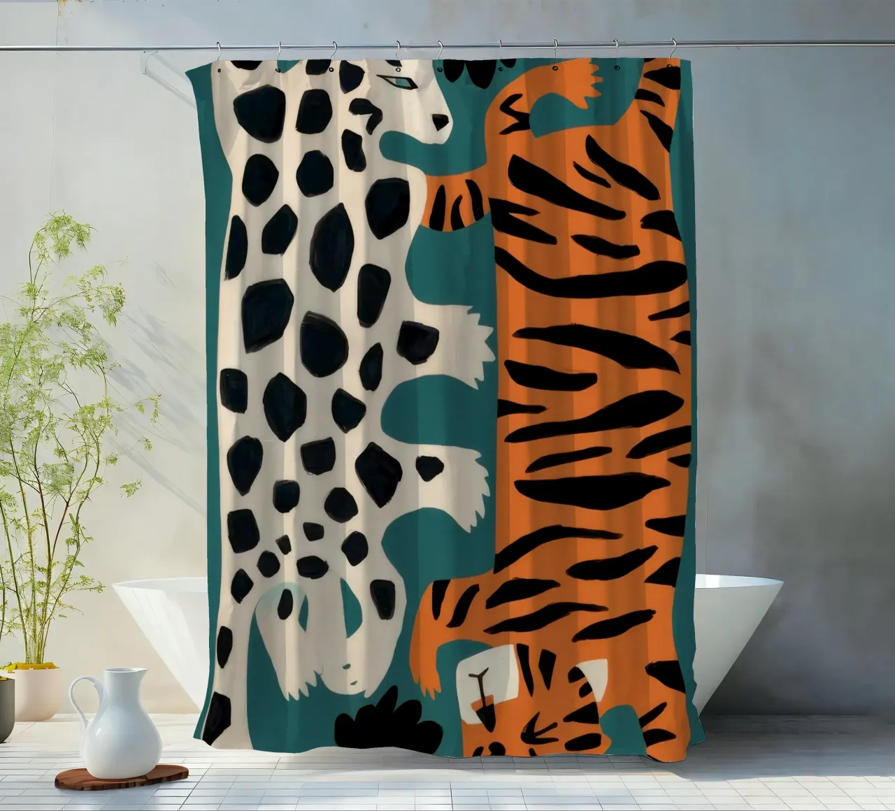 Tiger Leopard Fusion Duschvorhang von Selene Shade