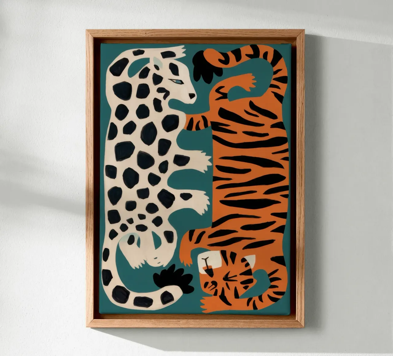 Tiger Leopard Fusion canvas with Floater frame by Selene Shade