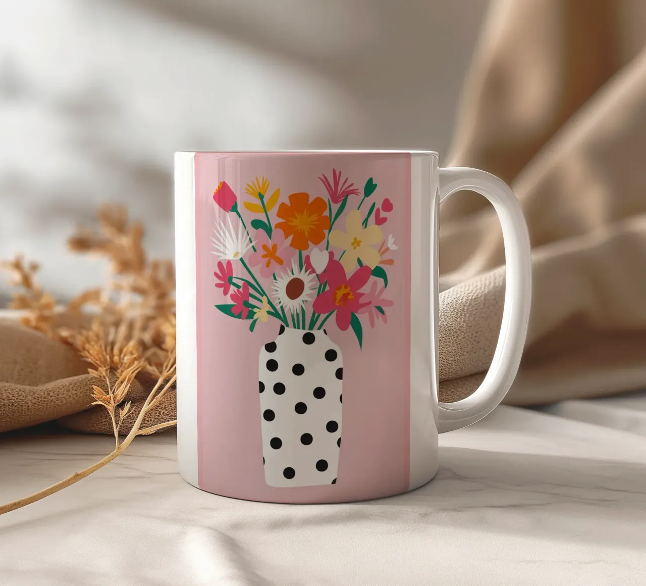 Bouquet a pois tazza in ceramica da Obs Canvas