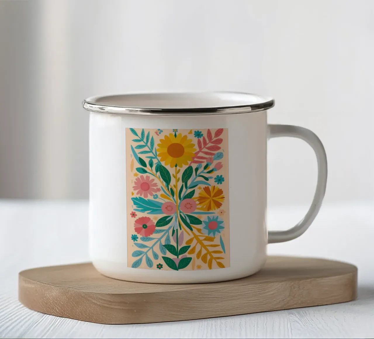 Bouquet di girasoli tazza in smalto da Trace Brush