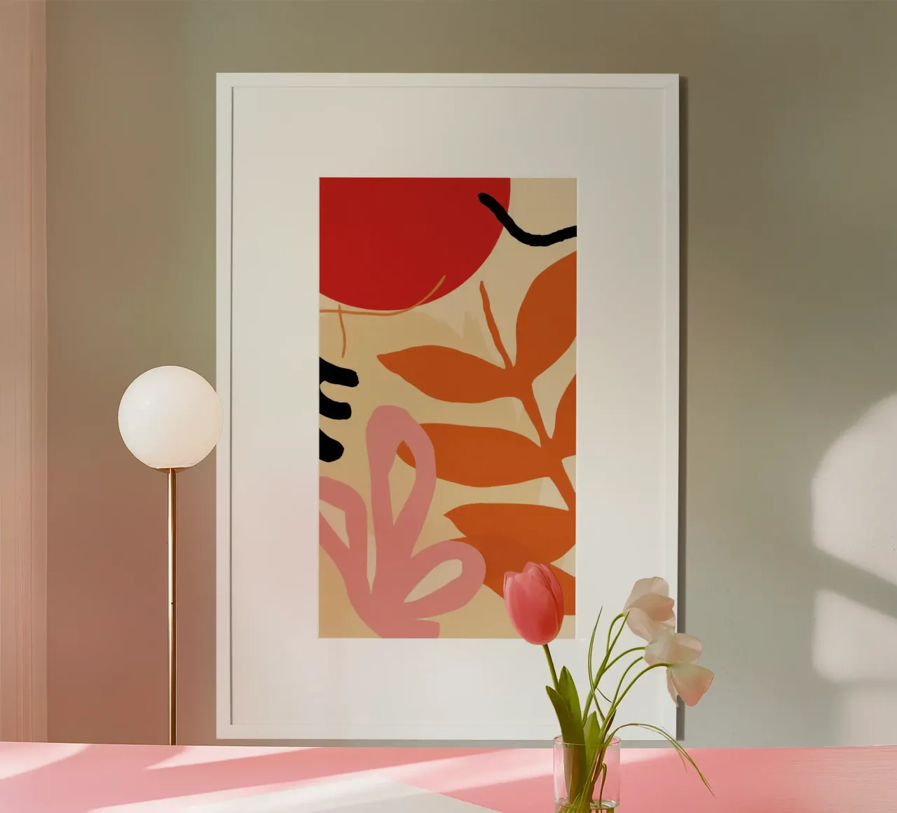 Abstracte bladeren bij zonsondergang poster van Luna Aura