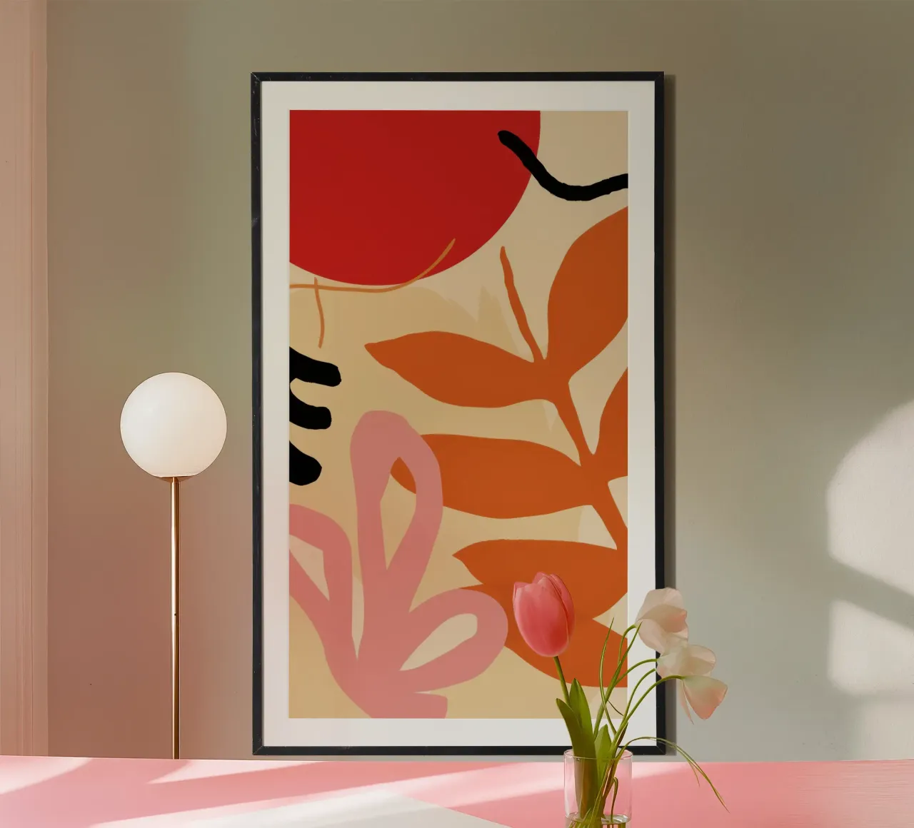 Abstracte bladeren bij zonsondergang poster van Luna Aura