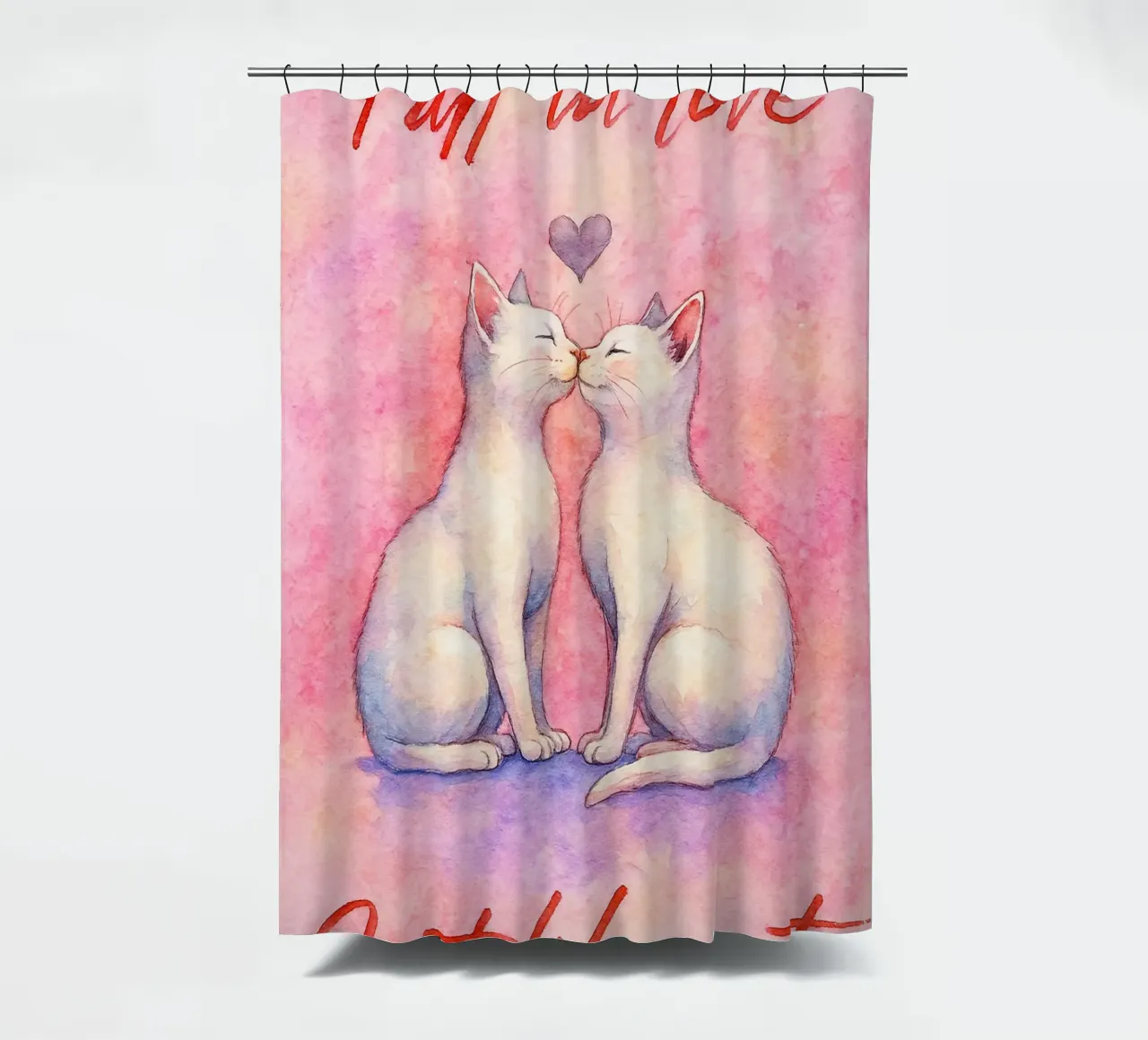Verliebtheit Katze Kunst Zeichnung Duschvorhang von pasadenan