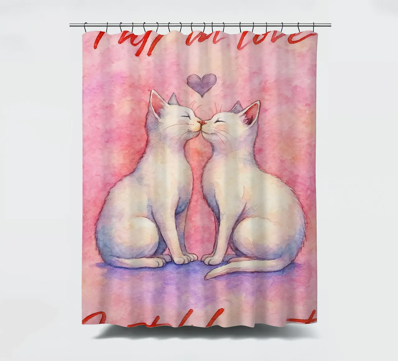 Verliebtheit Katze Kunst Zeichnung Duschvorhang von pasadenan