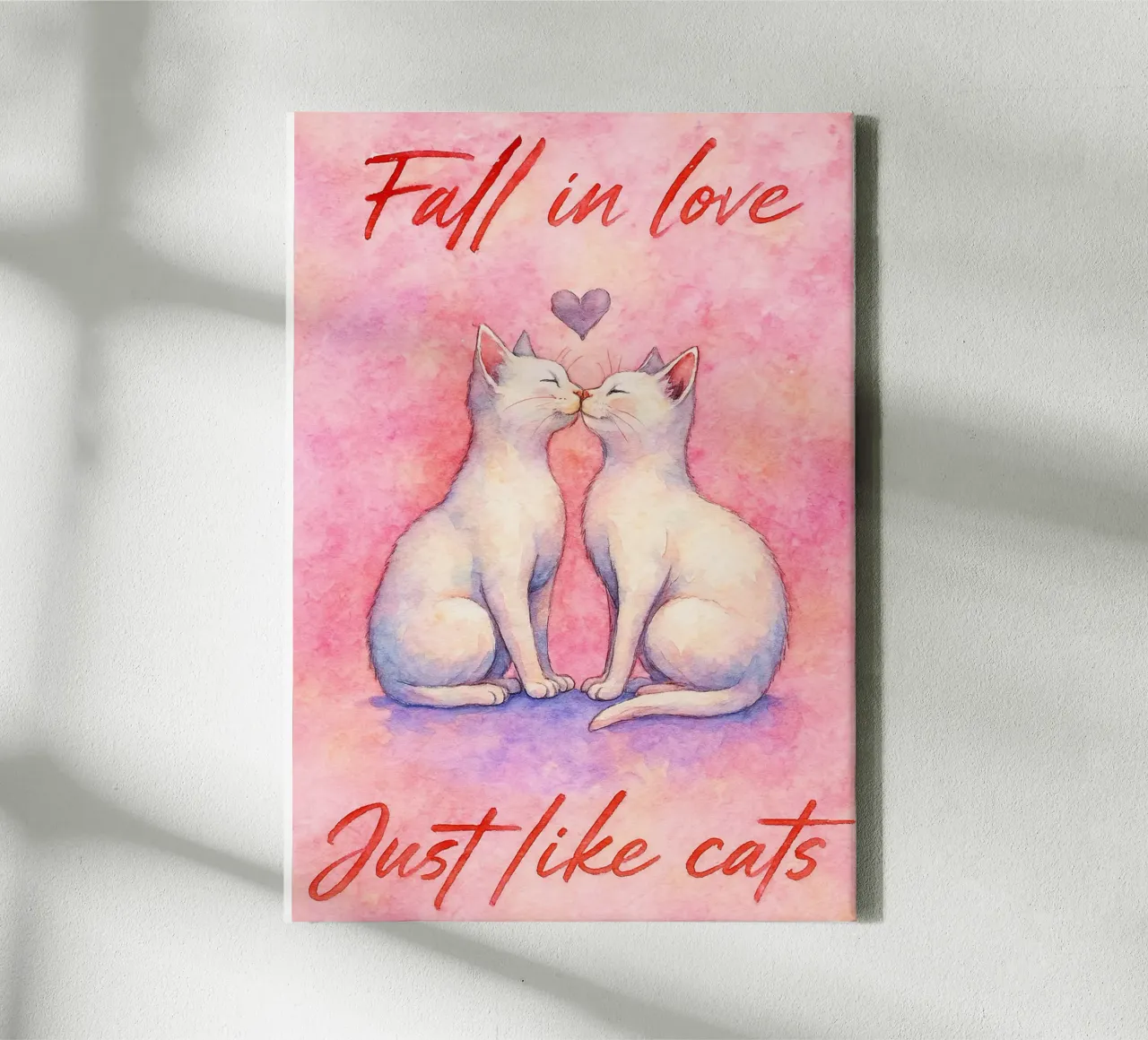Verliebtheit Katze Kunst Zeichnung Leinwand mit Schattenfugenrahmen von pasadenan