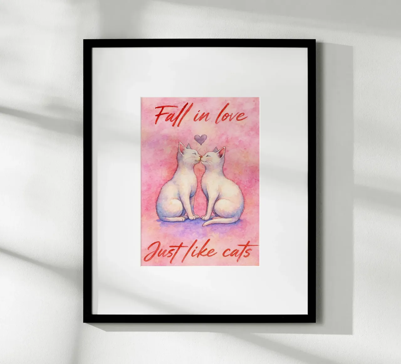 Verliebtheit Katze Kunst Zeichnung Poster mit Holzrahmen von pasadenan