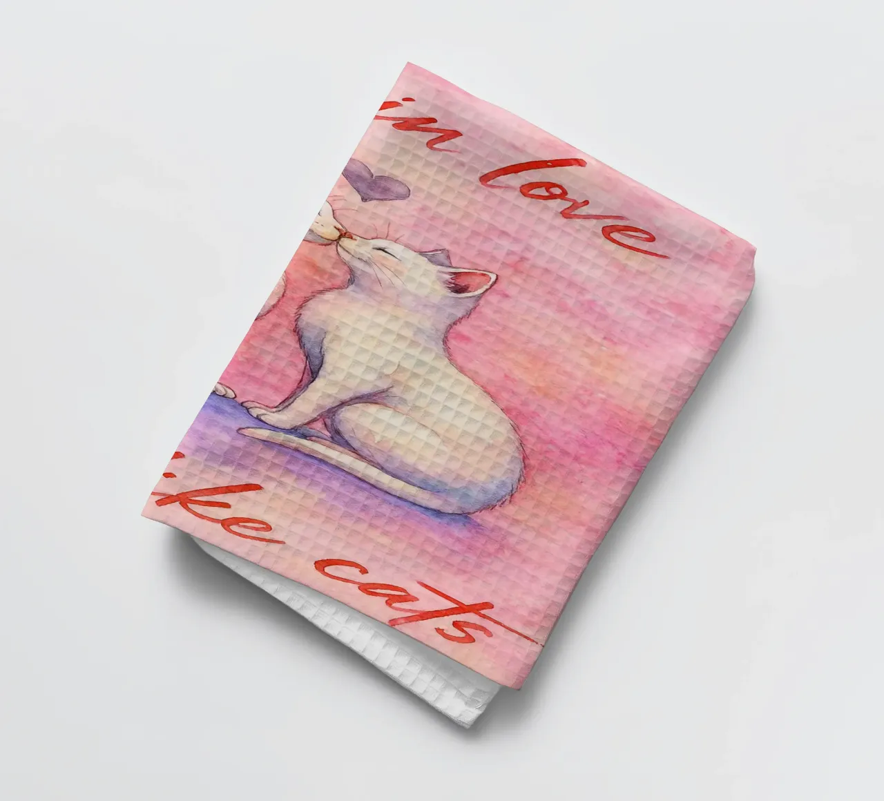 Verliebtheit Katze Kunst Zeichnung Geschirrtuch von pasadenan