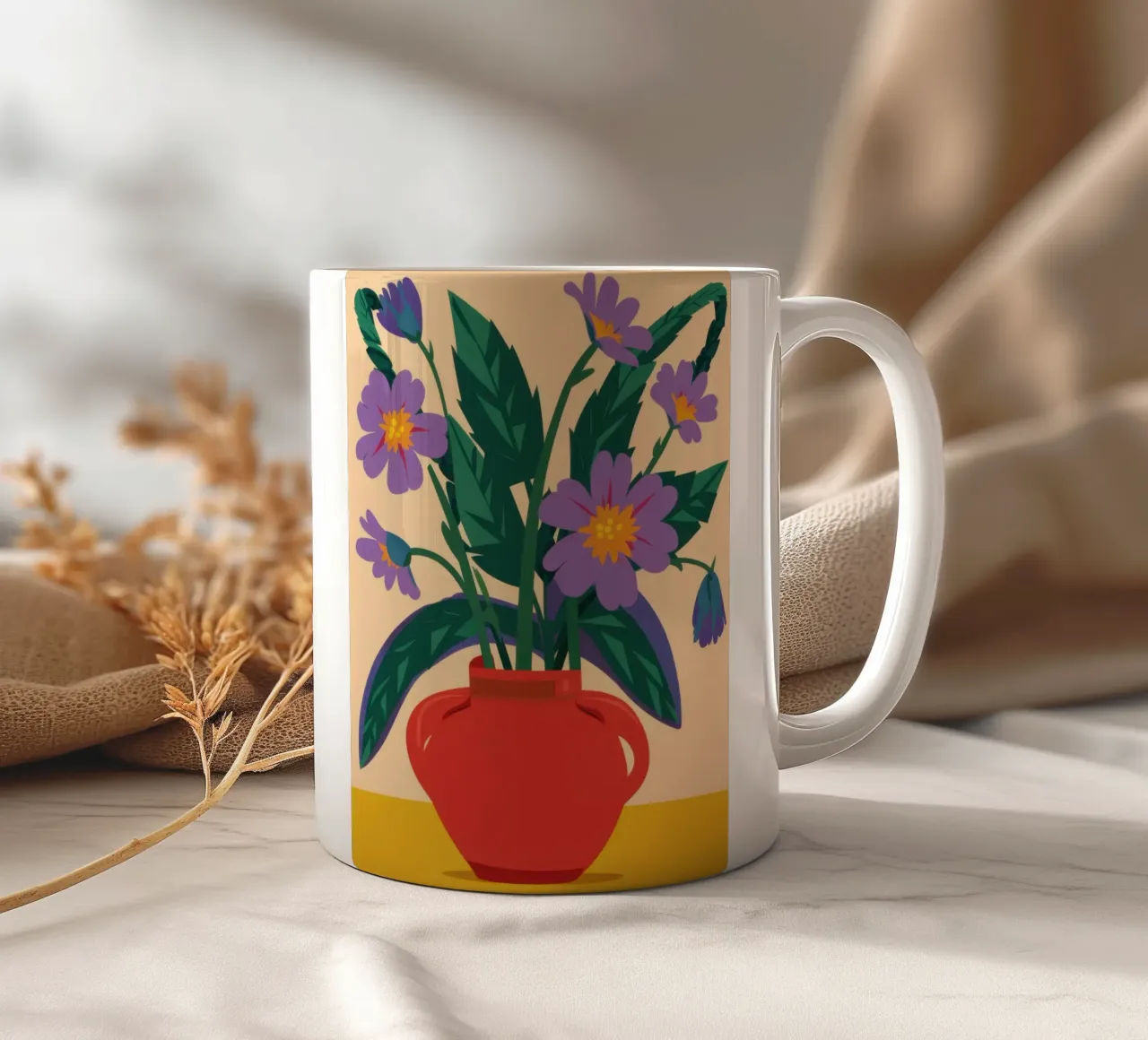 Bouquet di astri viola tazza in ceramica da Gaia Viesta