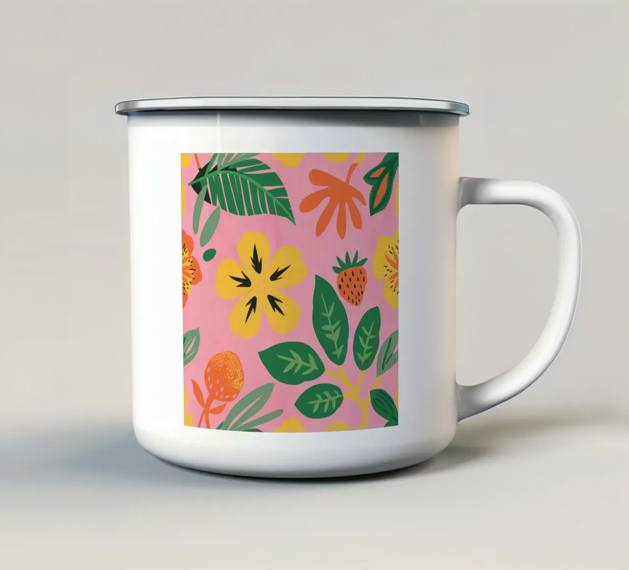 Fragola fiore rosa tazza in smalto da Mark Solaria