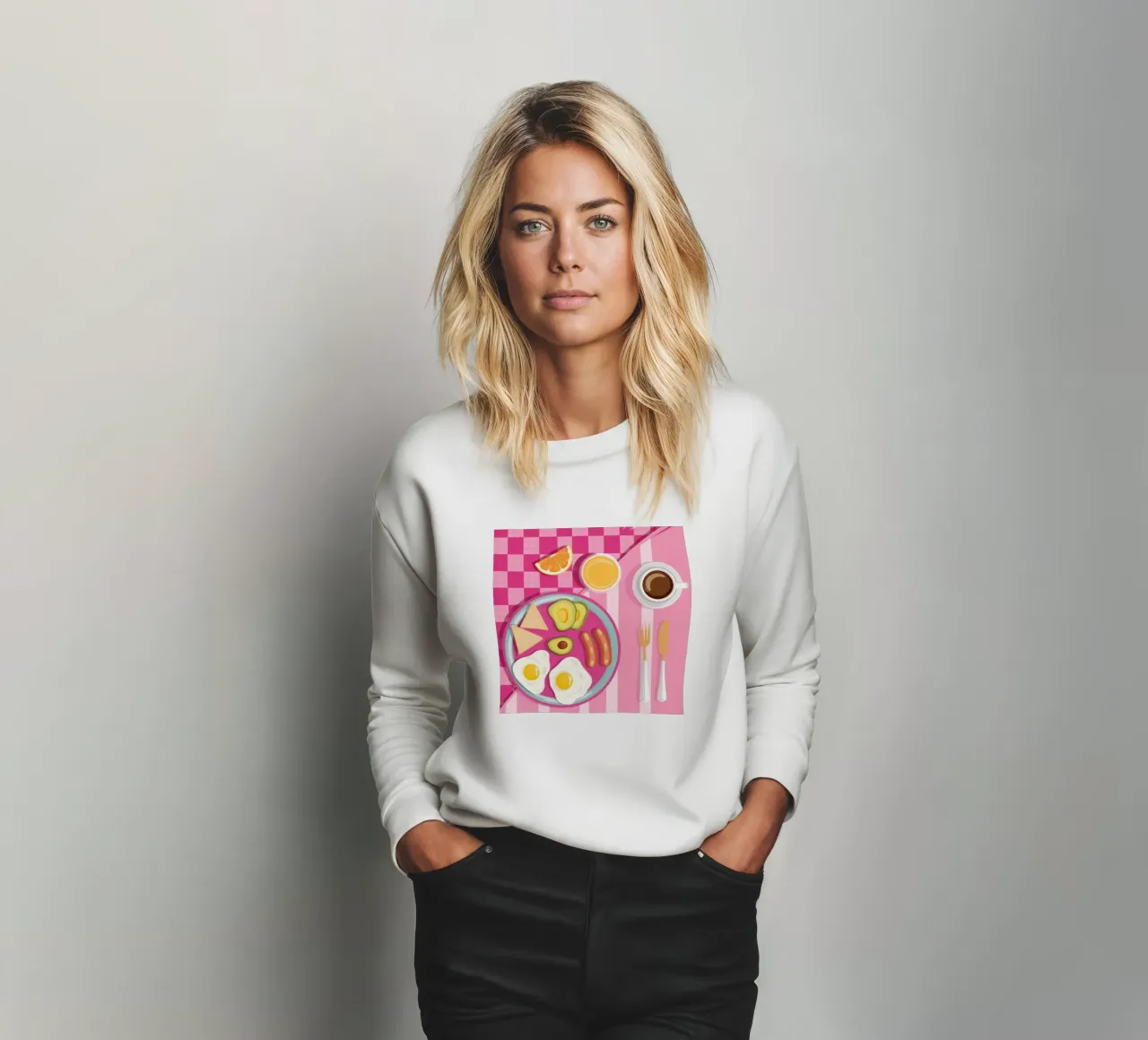 Checkered Breakfast Spread sweatshirt by Gaia Viesta