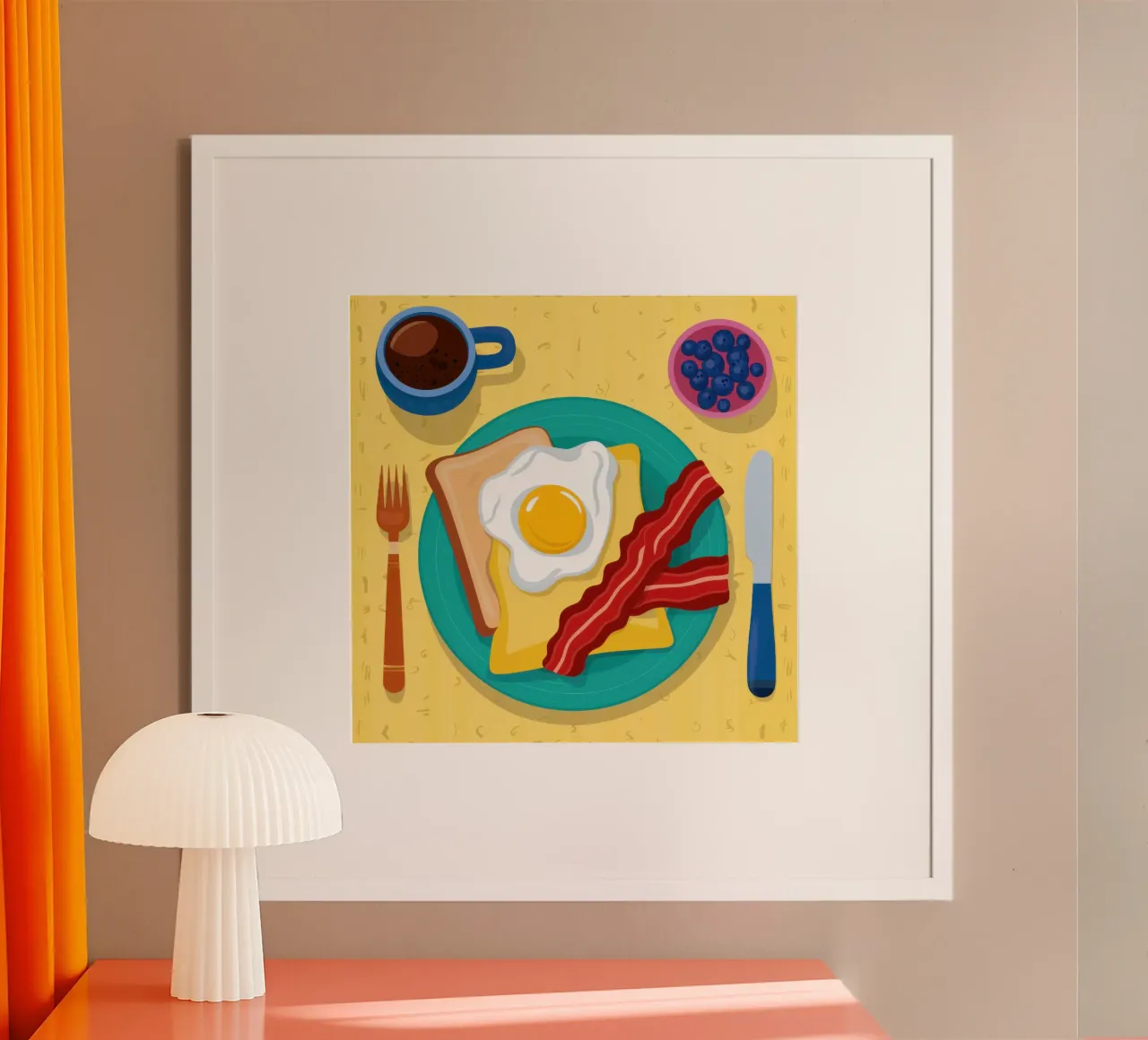 Colazione classica del mattino poster con telaio in legno da Irish Strokes