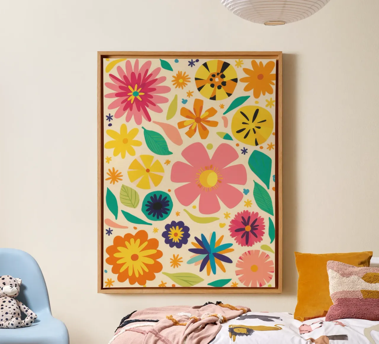 Efflorescente kleurensymfonie canvas met Baklijst van Selene Shade