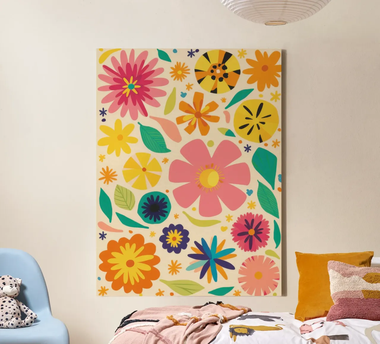 Efflorescente kleurensymfonie canvas met Baklijst van Selene Shade
