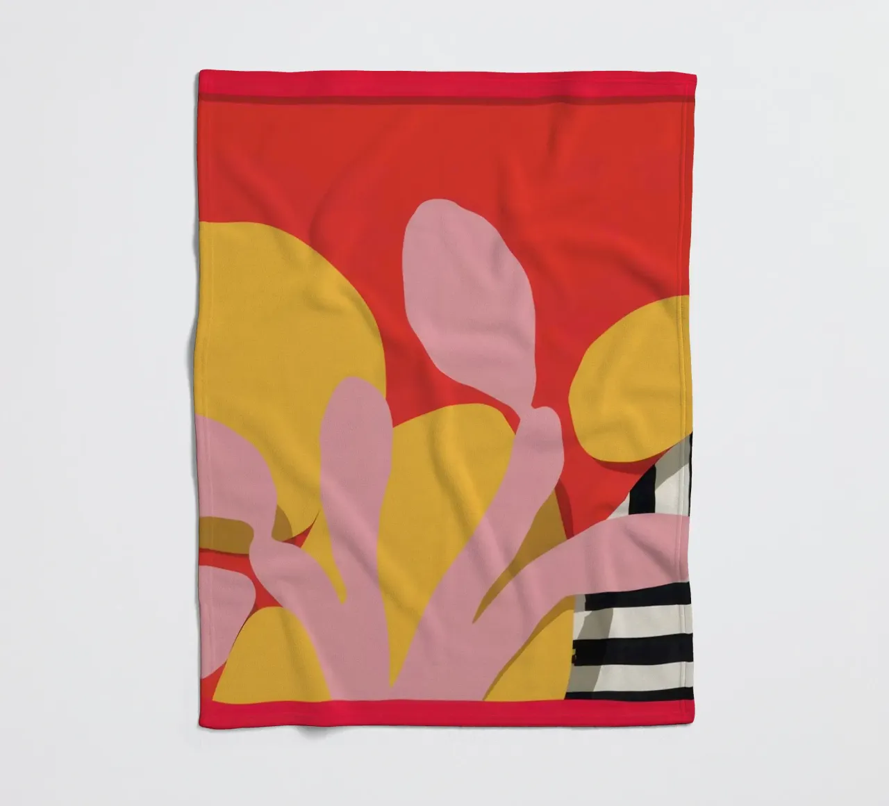 Red Frame Abstraction fleece blanket by Luna Aura