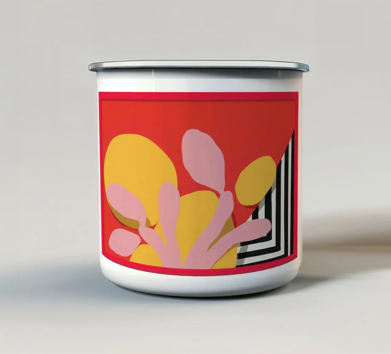 Rood frame abstractie emaille mok van Luna Aura
