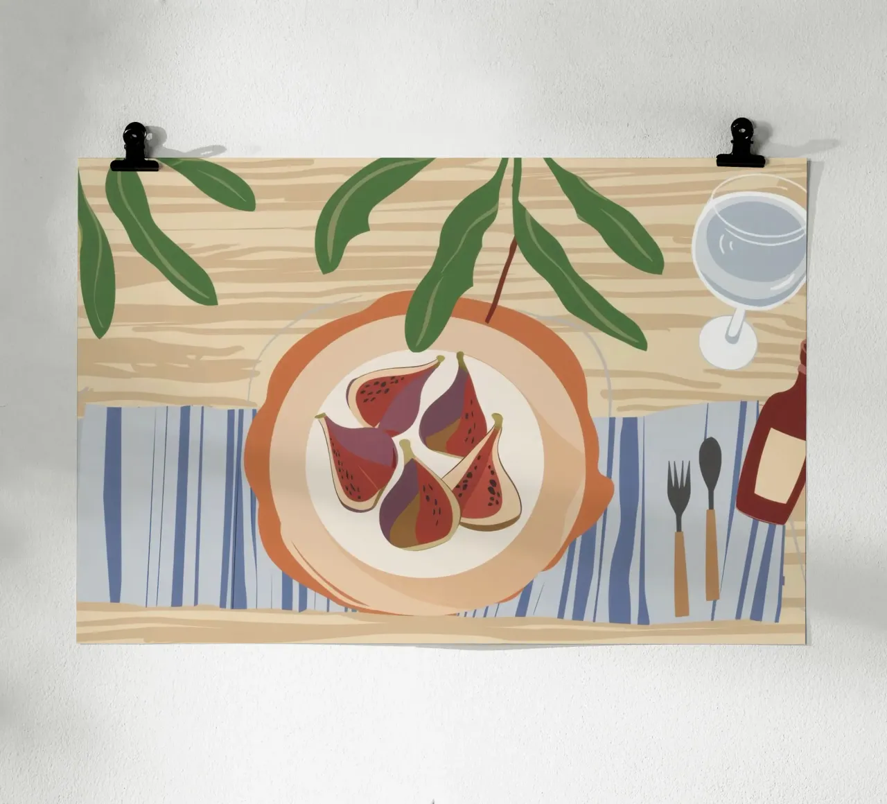 Fichi su piatto poster con telaio in legno da Mark Solaria