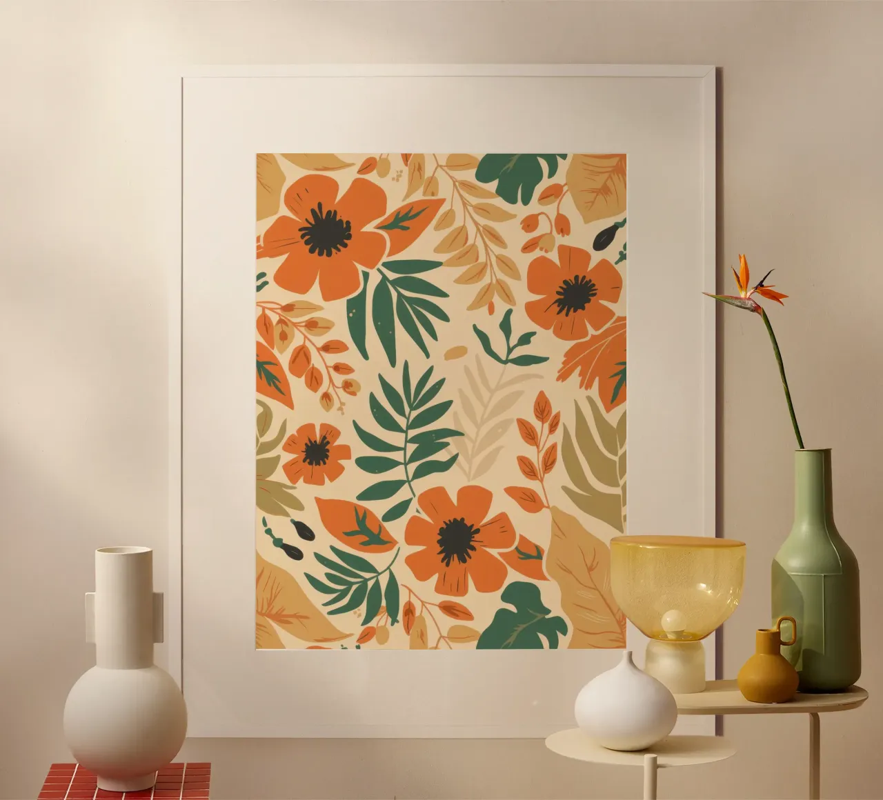 Danza floreale autunnale poster con telaio in plastica da Gaia Viesta
