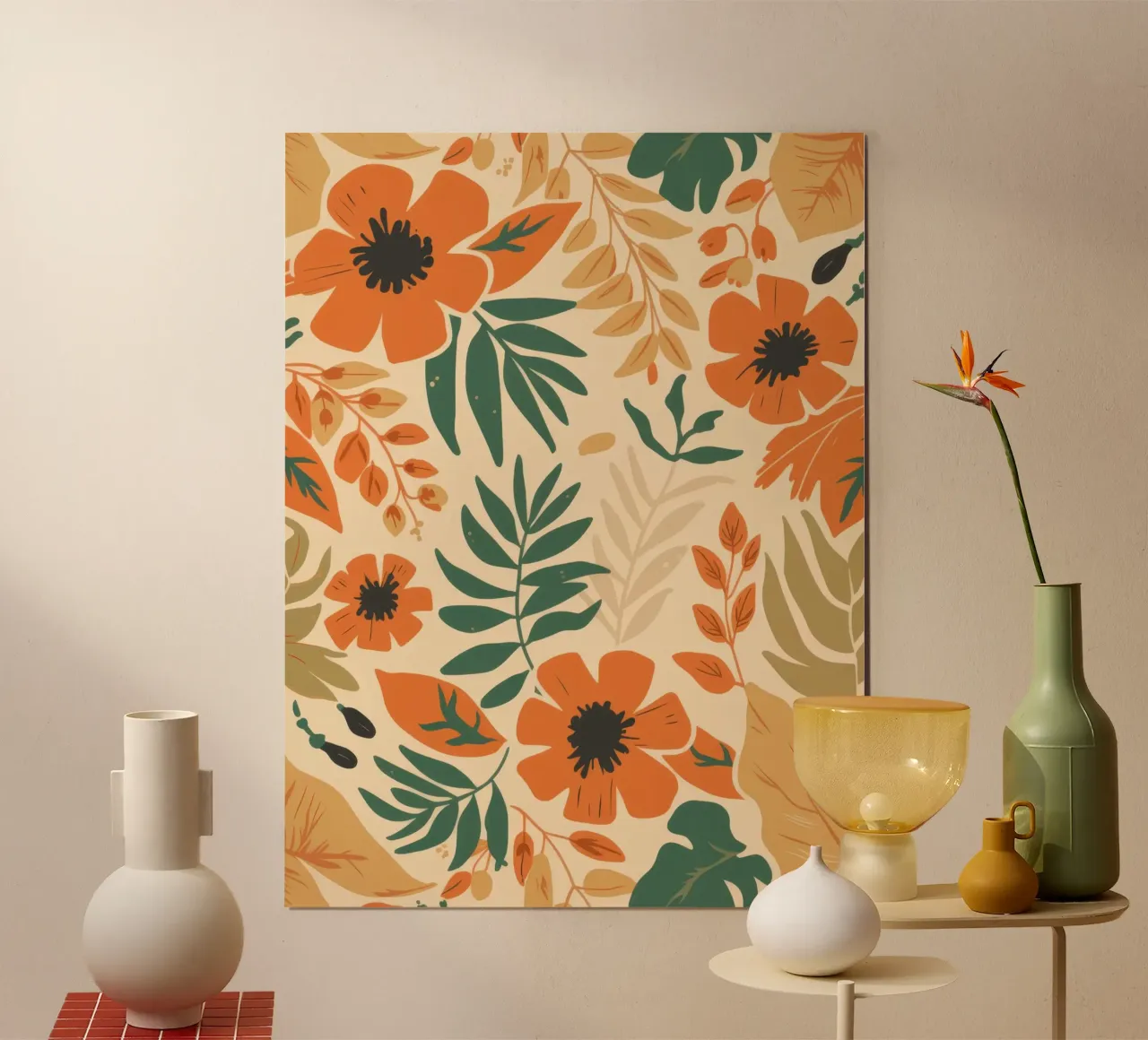 Danza floreale autunnale poster con telaio in plastica da Gaia Viesta