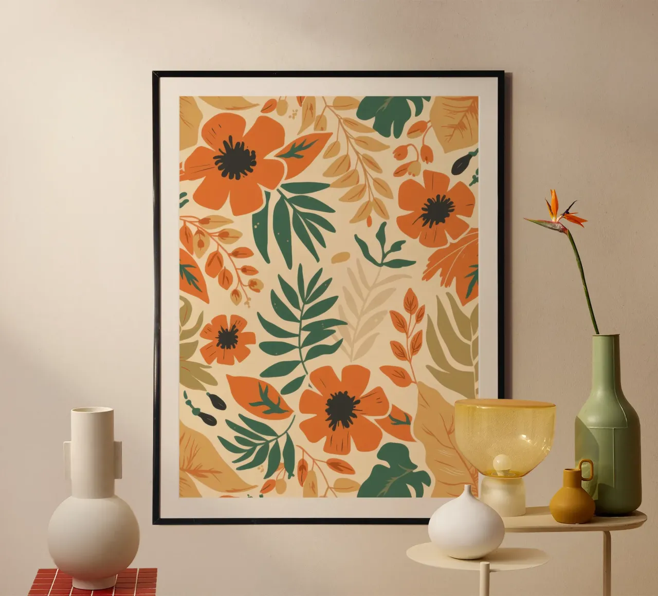 Danza floreale autunnale poster con telaio in plastica da Gaia Viesta