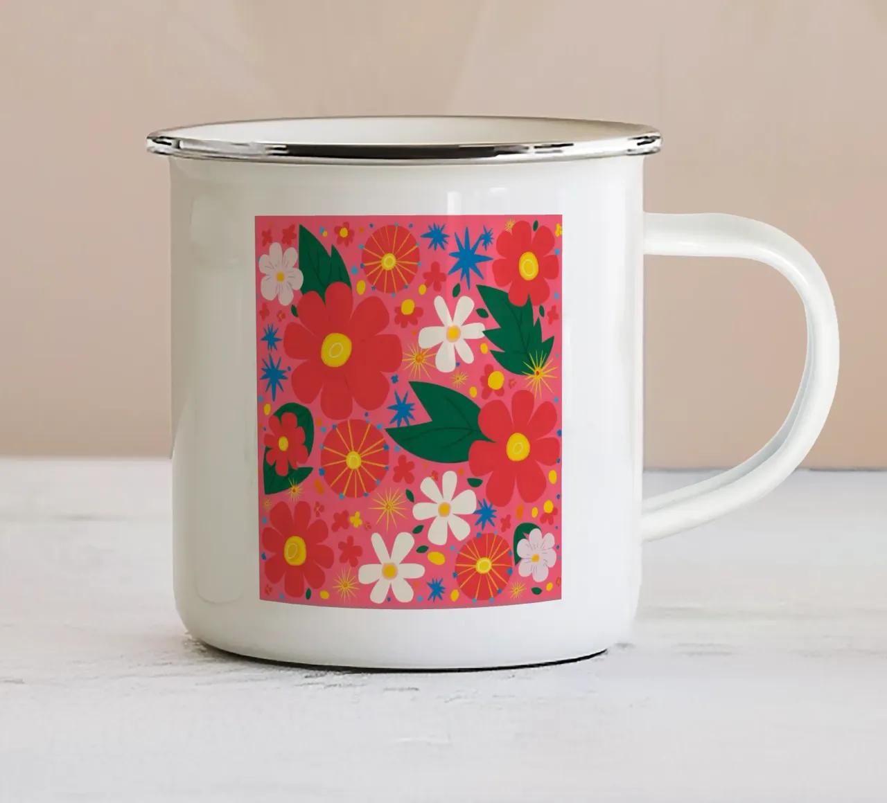 Pop Art Petal Power tazza in smalto da Trace Brush