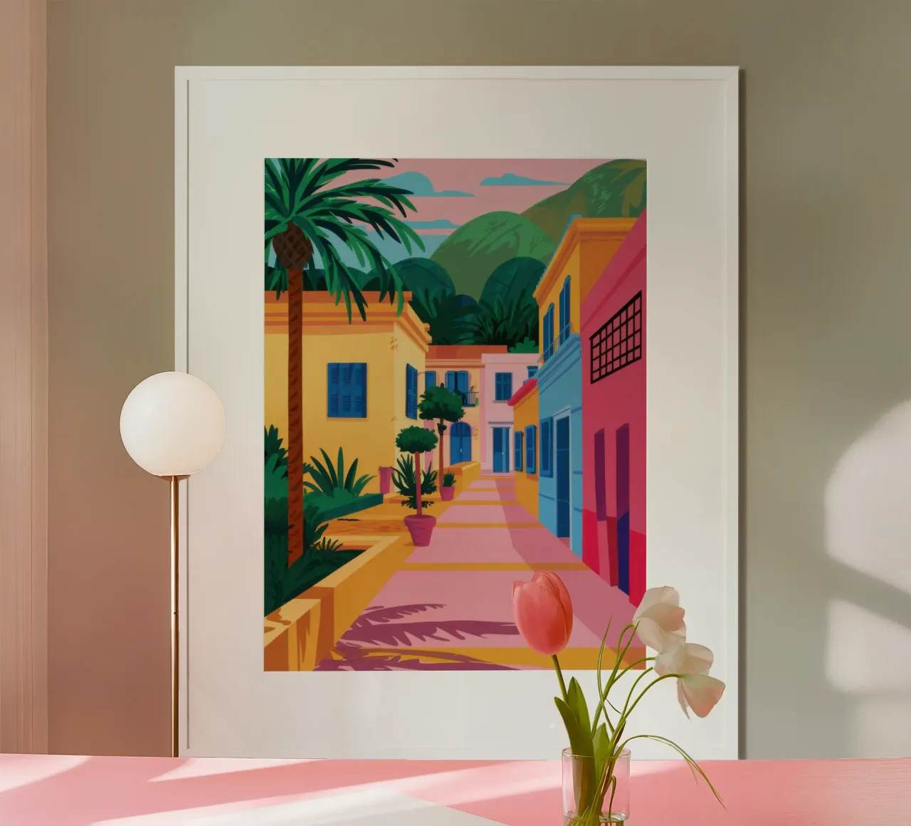 Sogni di villaggio baciati dal sole poster con telaio in plastica da Selene Shade