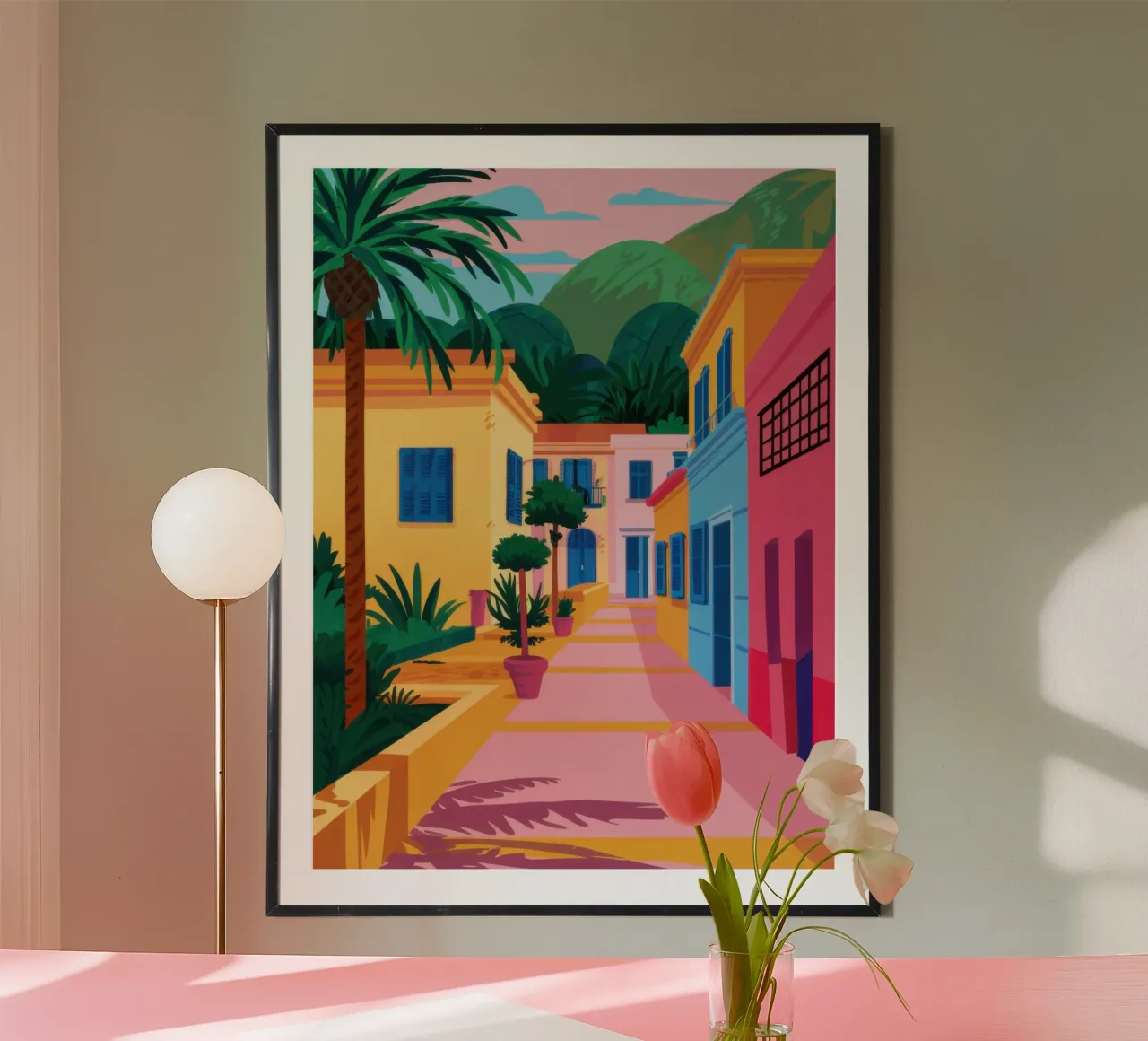 Sogni di villaggio baciati dal sole poster con telaio in plastica da Selene Shade
