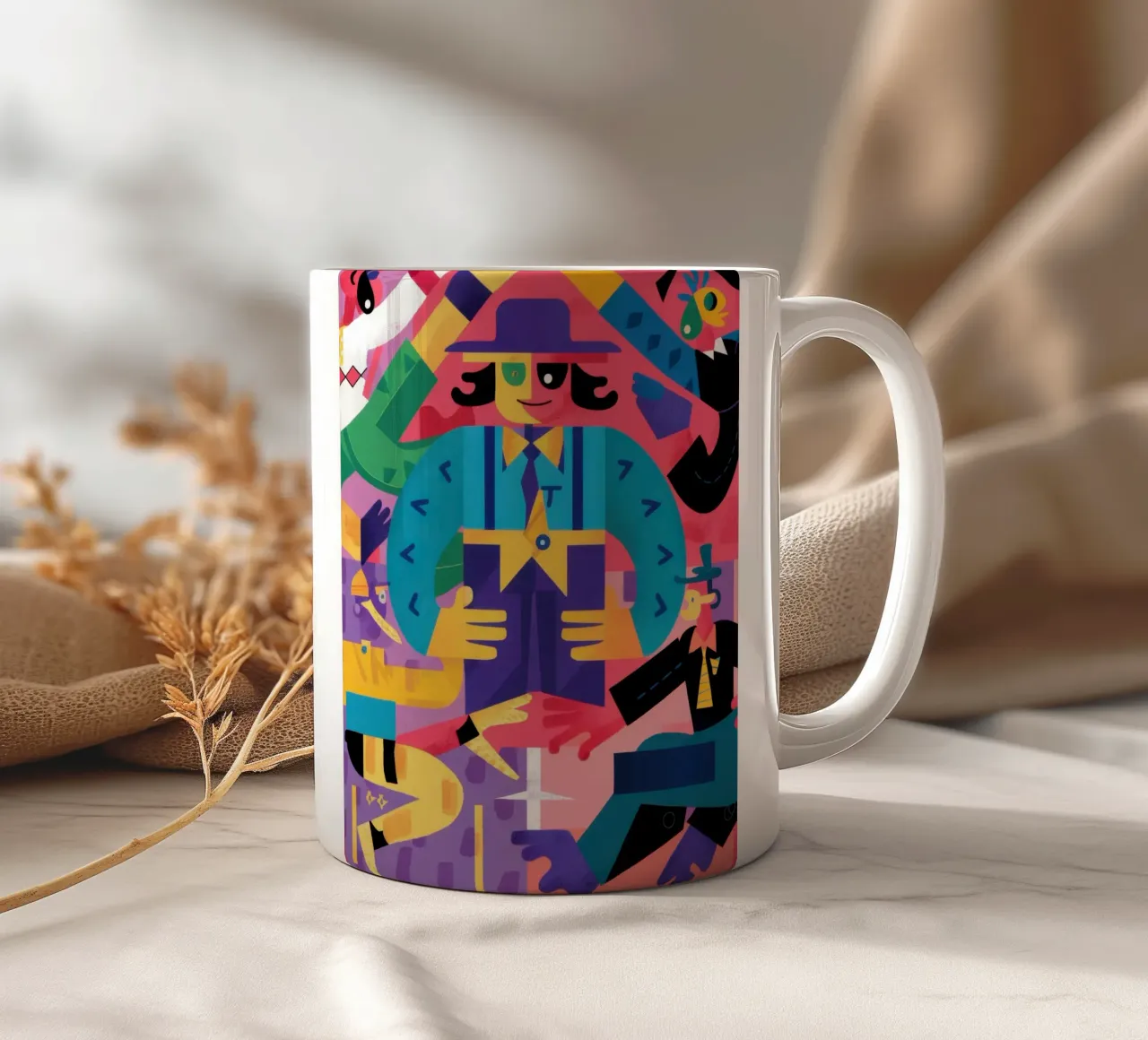 Quintetto jazz astratto tazza in ceramica da Luna Aura